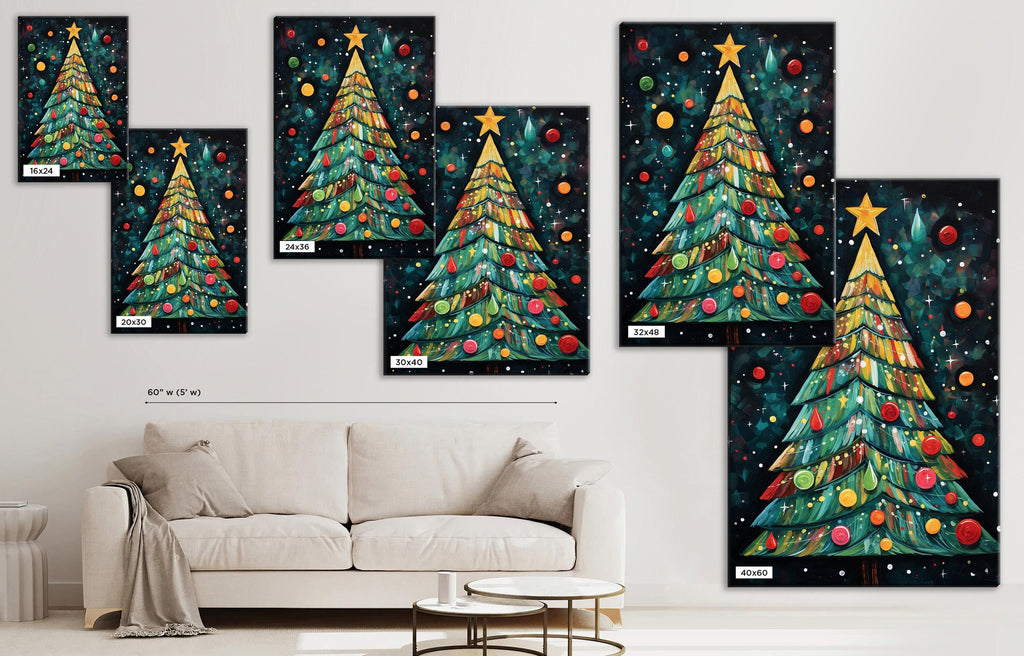 Boho Christmas Canvas - Large Gallery Wrapped Canvas Print with Vibrant Holiday Artwork