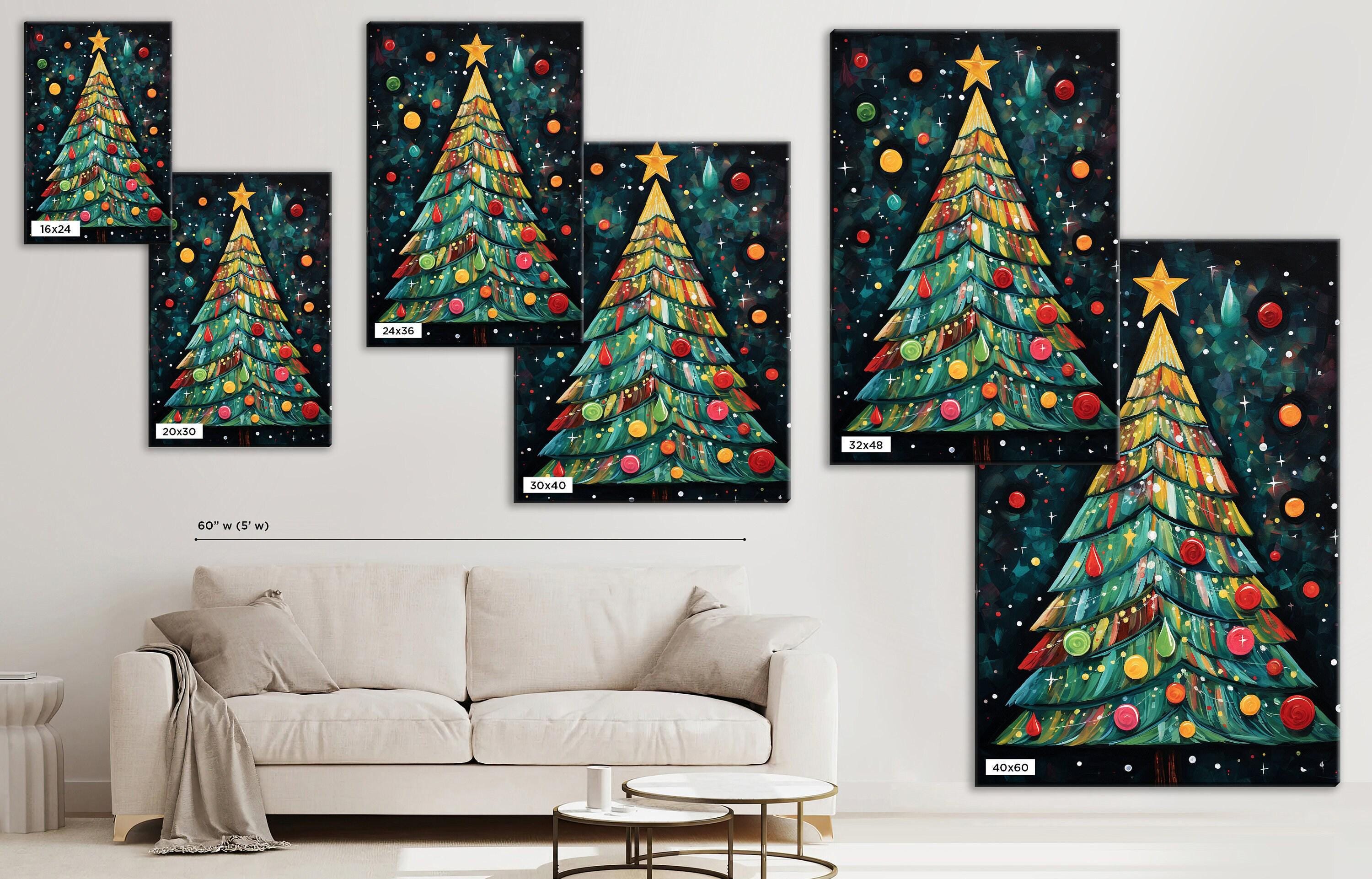 Boho Christmas Canvas - Large Gallery Wrapped Canvas Print with Vibrant Holiday Artwork