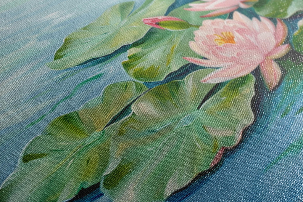 Pastel Water Lilies Art – Oversized Giclée Print Canvas | Ready to Hang Wall Decor