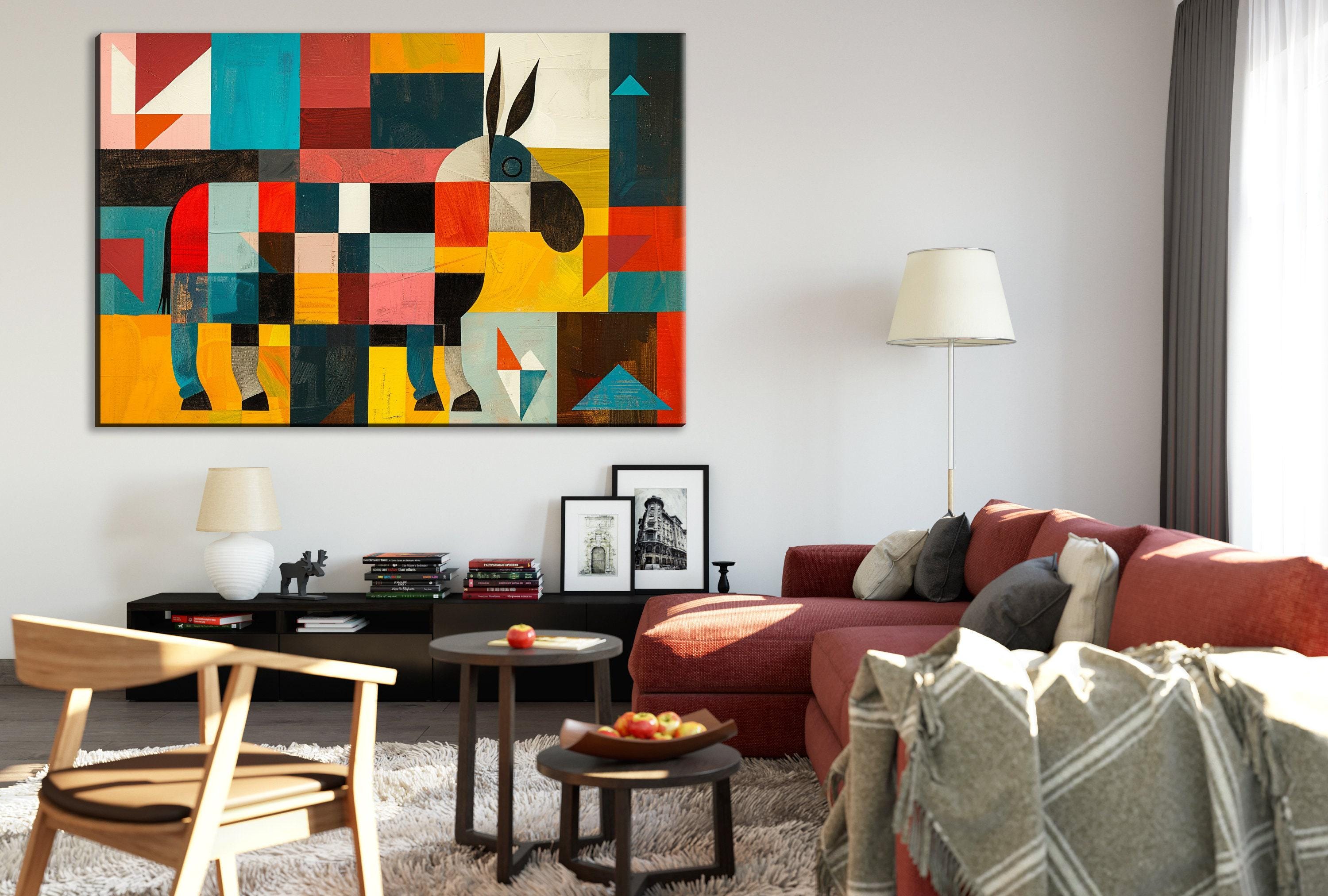 Mid Century Modern Art - Donkey Canvas Print | Retro Wall Art, Gallery Wrapped Canvas