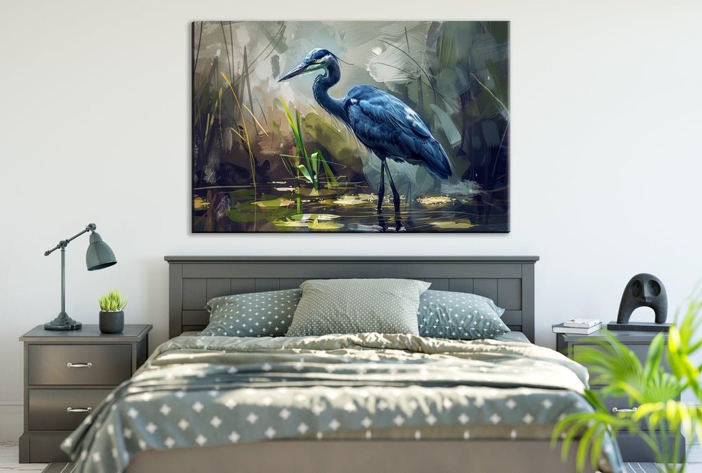 Blue Heron Canvas – Large Gallery Wrapped Wildlife Art Print on Artist Grade Canvas