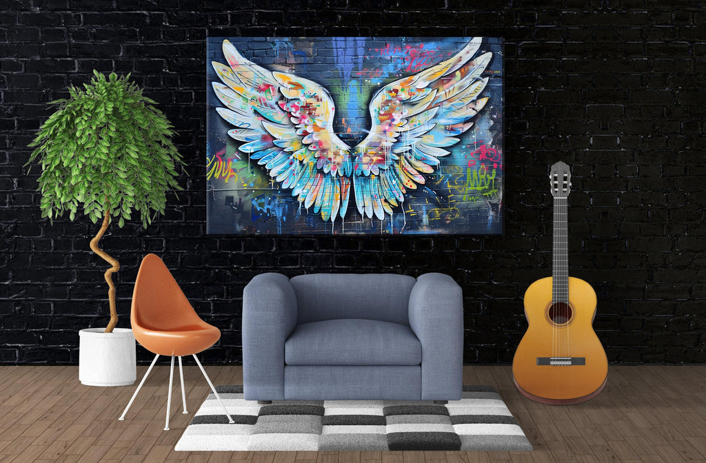 Graffiti Angel Wings - Large Canvas Art | Urban Art Print on Gallery Wrapped Canvas