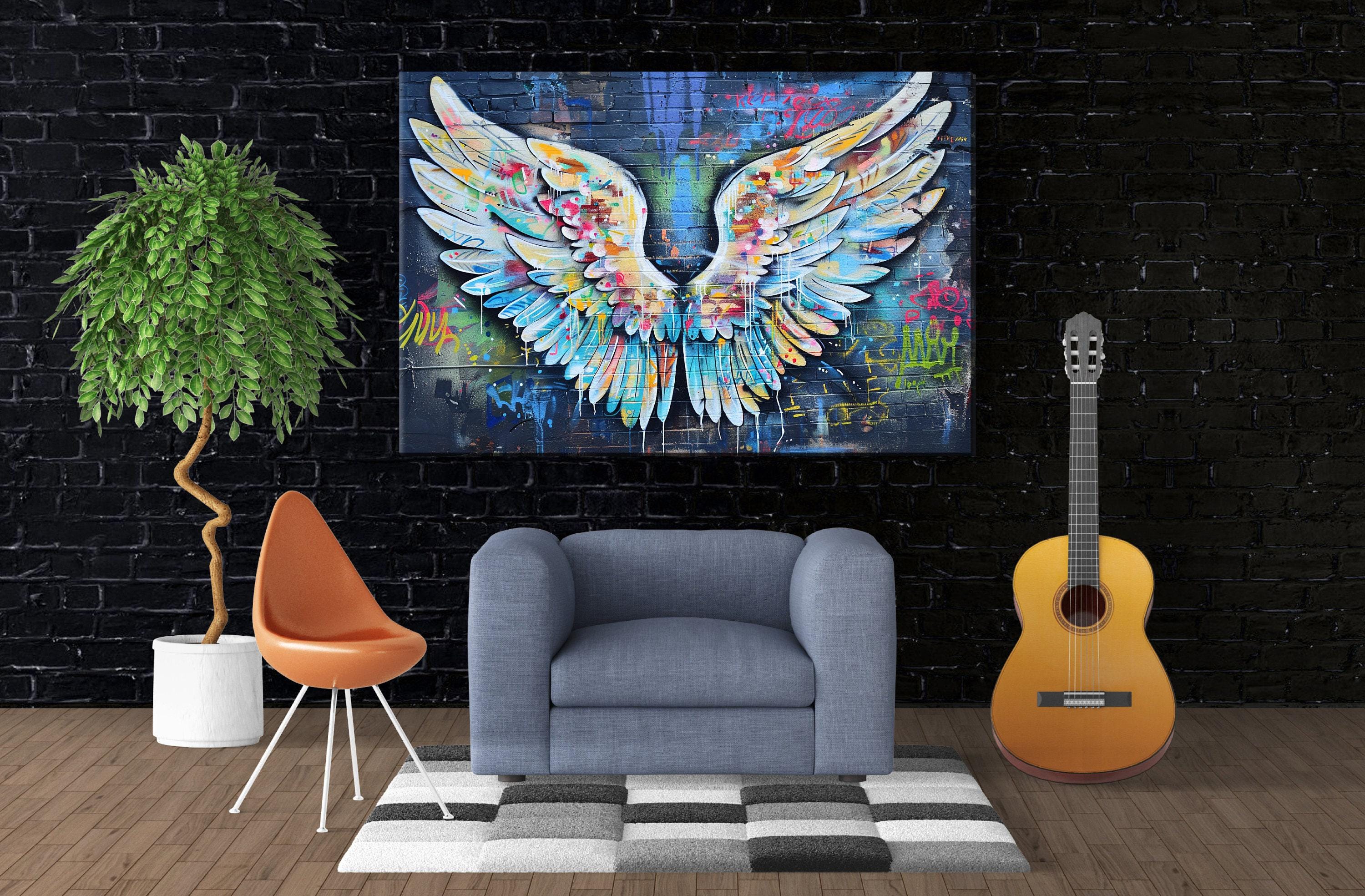 Graffiti Angel Wings - Large Canvas Art | Urban Art Print on Gallery Wrapped Canvas