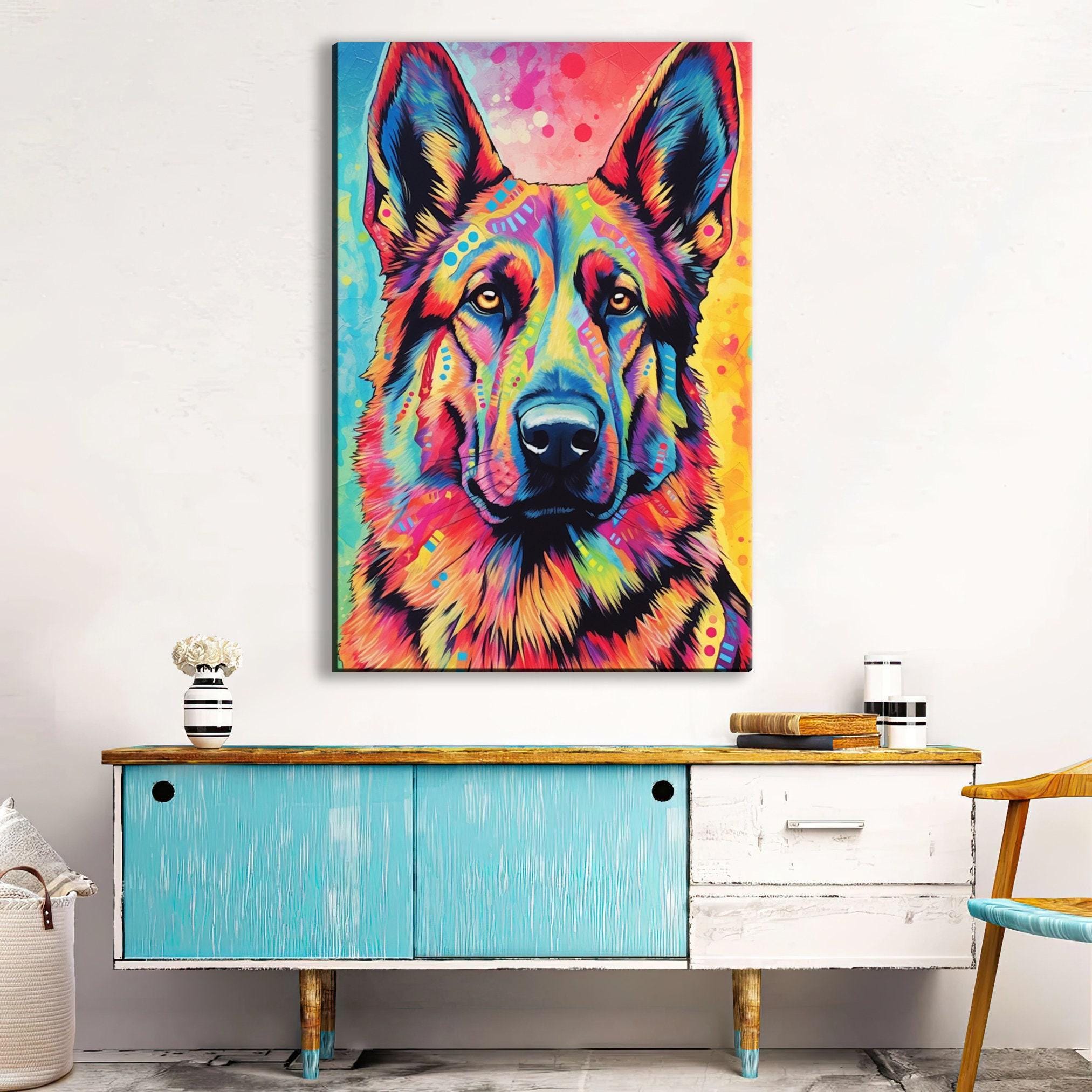 German Shepherd Canvas Print – Large Dog Canvas, Vibrant Pet Art, Gallery Ready Wall Decor