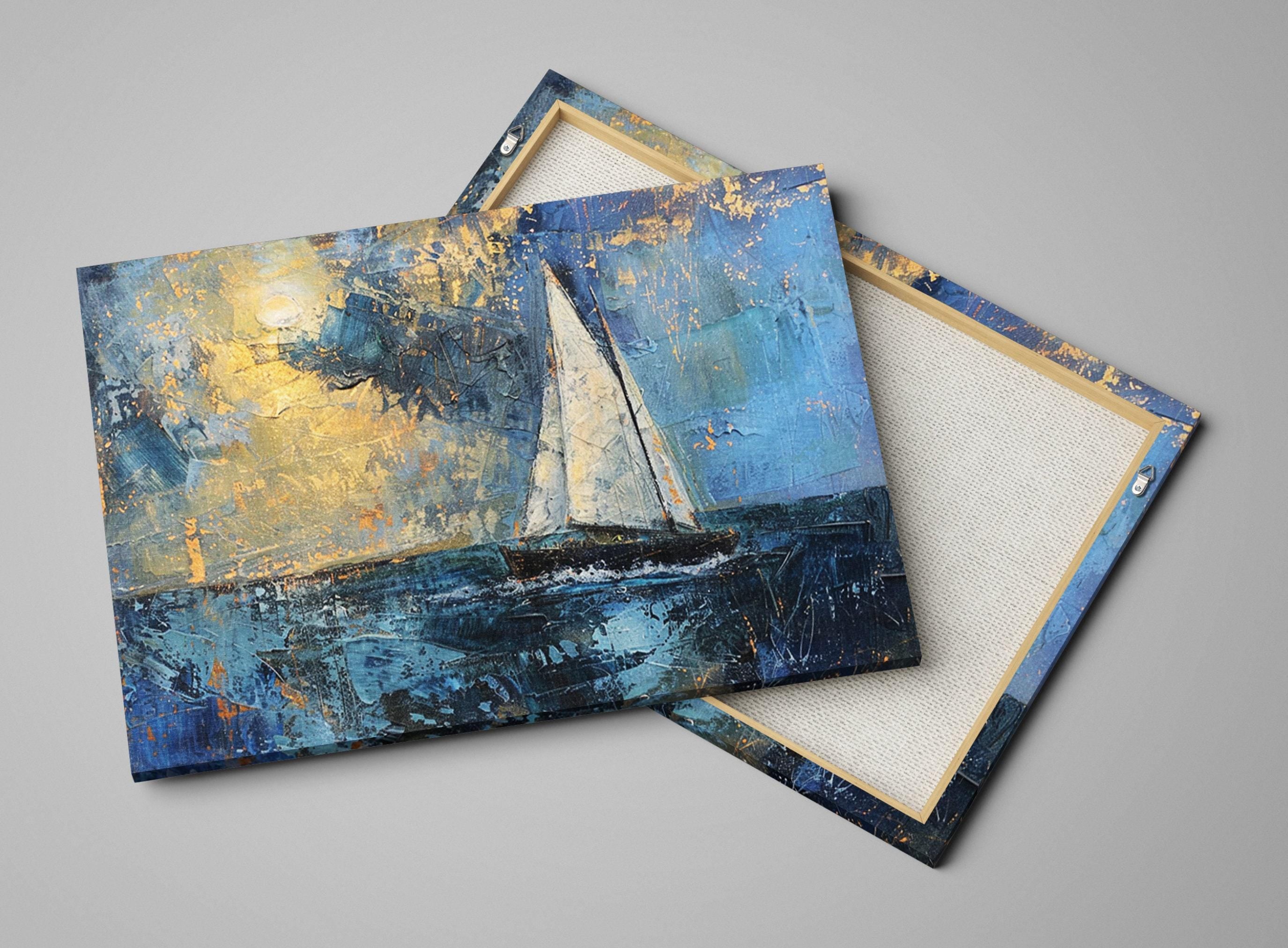 Minimal Sailboat Art – Large Canvas Print | Gallery Wrapped Nautical Wall Decor