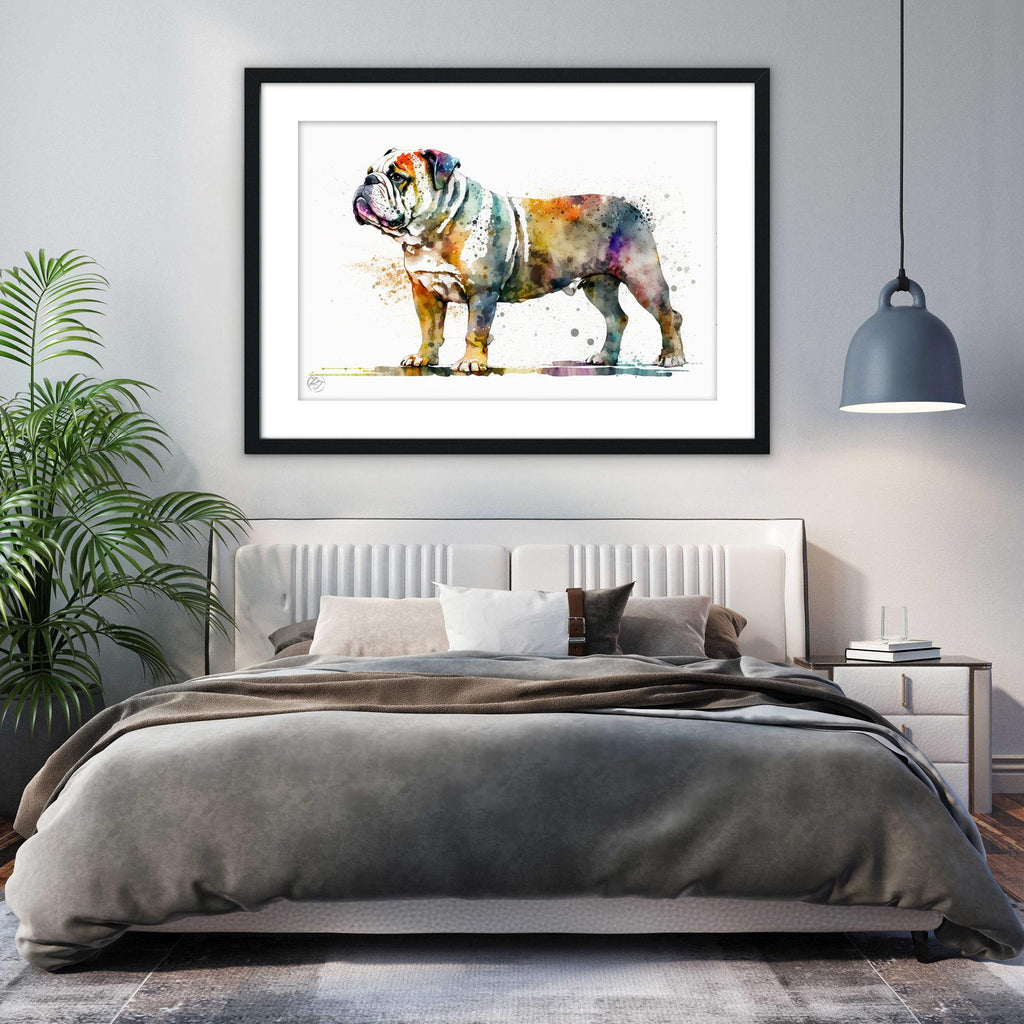 Bulldog Lover's Delight: Watercolor Bulldog Wall Art, Giclee Print on Canvas, Artist Paper, Watercolor Paper, Available in Extra Large Sizes