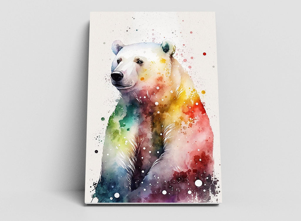 Wildlife Serenity: Polar Bear Watercolor Painting, Giclee Print on Canvas, Artist Paper, Watercolor Paper, Available in Extra Large Sizes
