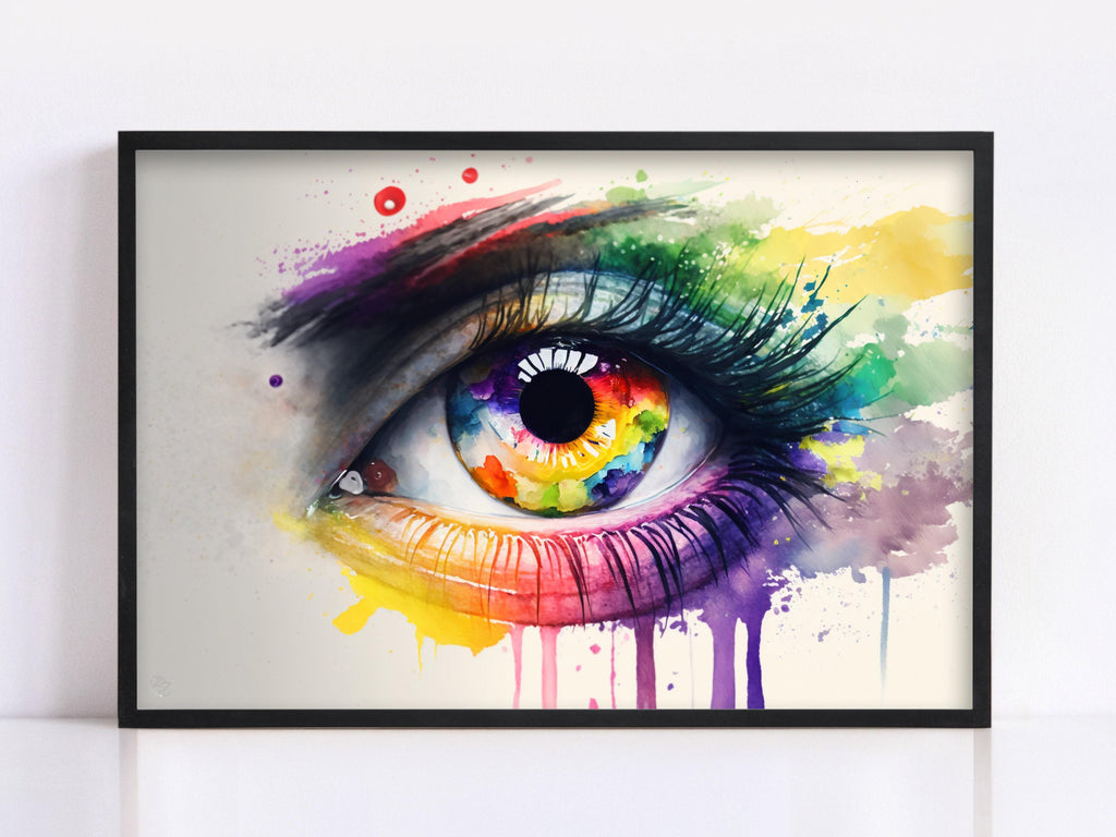 Surreal Eye: Watercolor Wall Art Print, Giclee Print on Canvas, Artist Paper, Watercolor Paper, Available in Extra Large Sizes