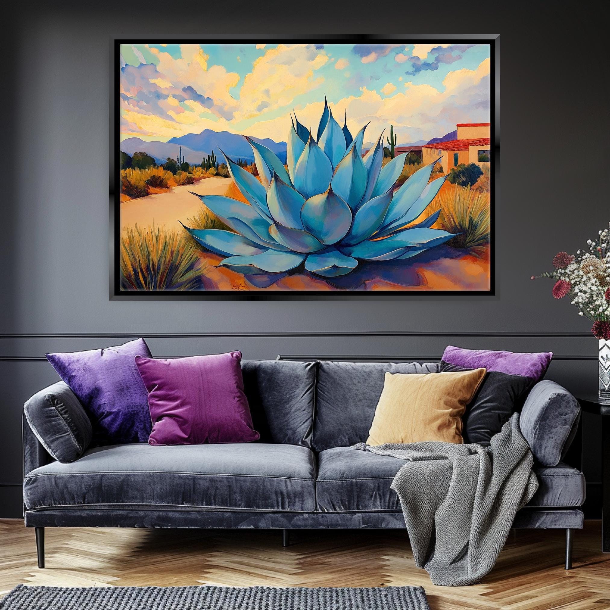 Blue Agave Canvas Print - Desert Wall Art | Framed Gallery Wrapped Ready to Hang