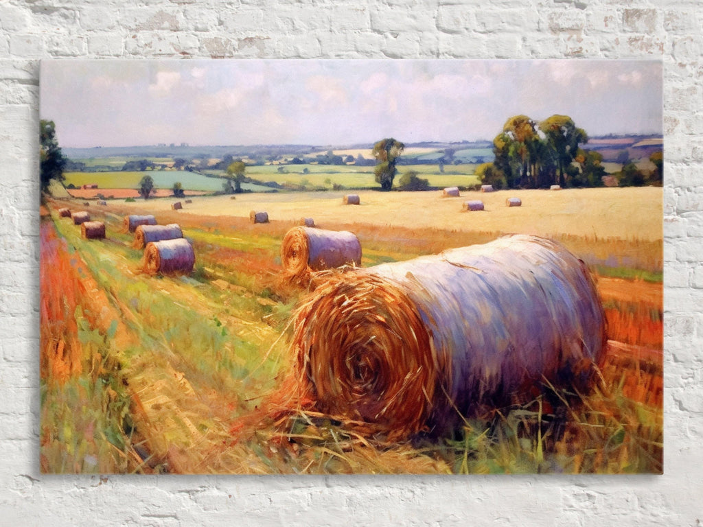 Hay Bales Print - Large Canvas Wall Art | Rustic Farmhouse Home Decor, Ready to Hang
