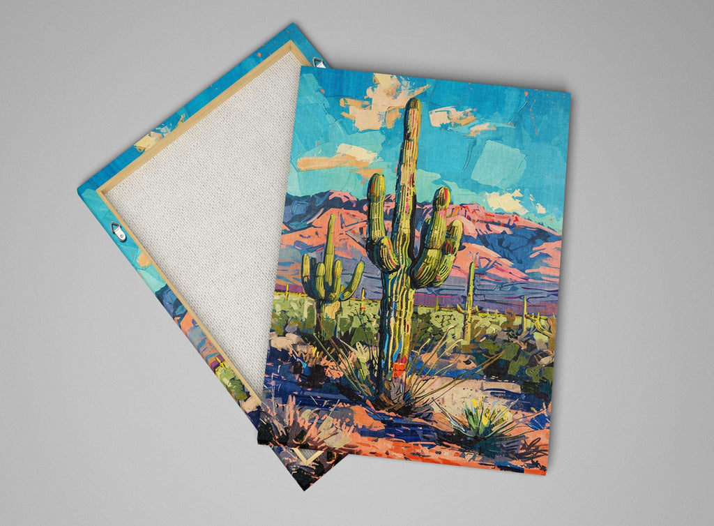 Saguaro Cactus Wall Painting – Large Gallery Wrapped Canvas with Acid-Free Inks