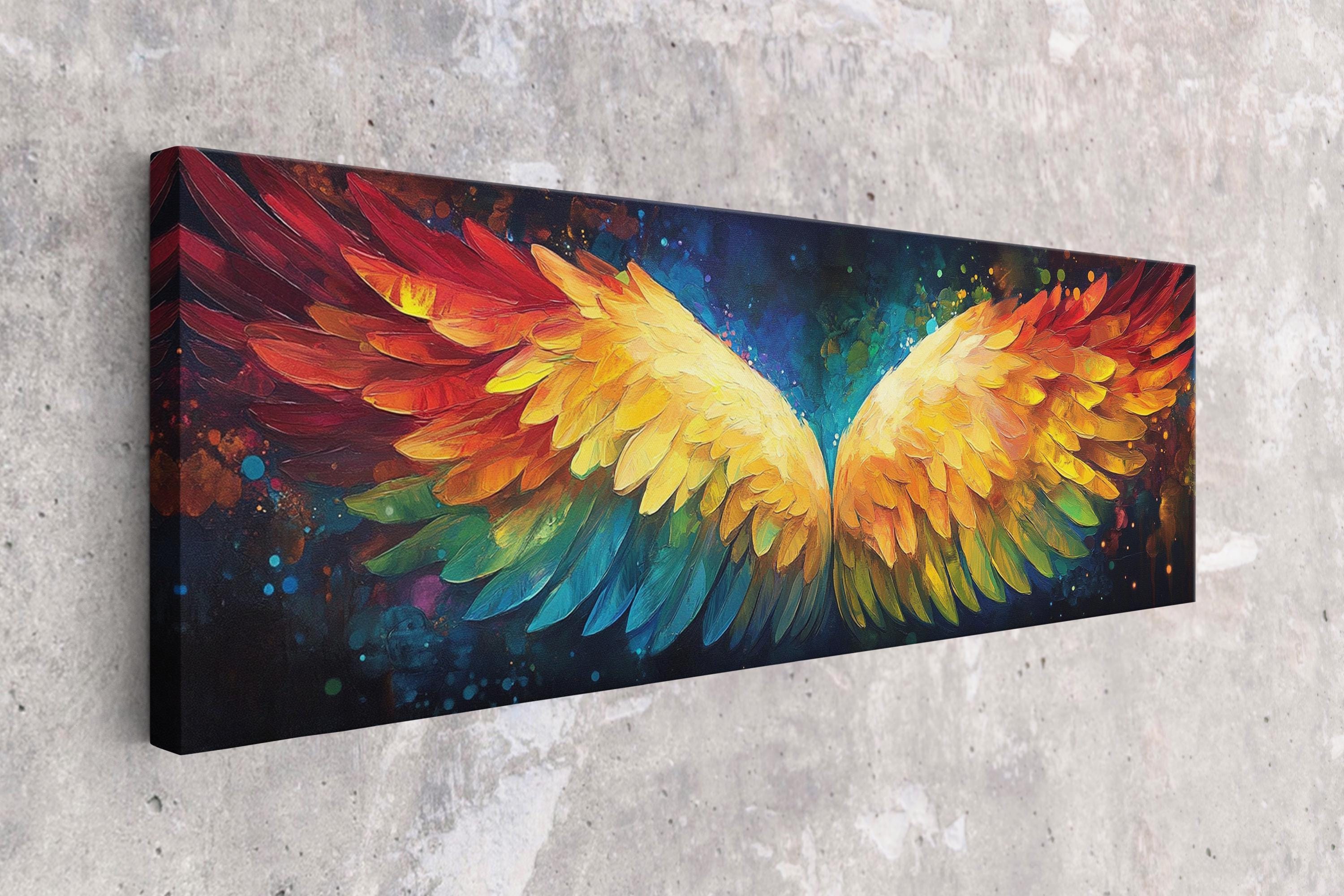 Angel Wings Wall Art - Panoramic Canvas Print | Extra Large Framed Gallery Wrapped