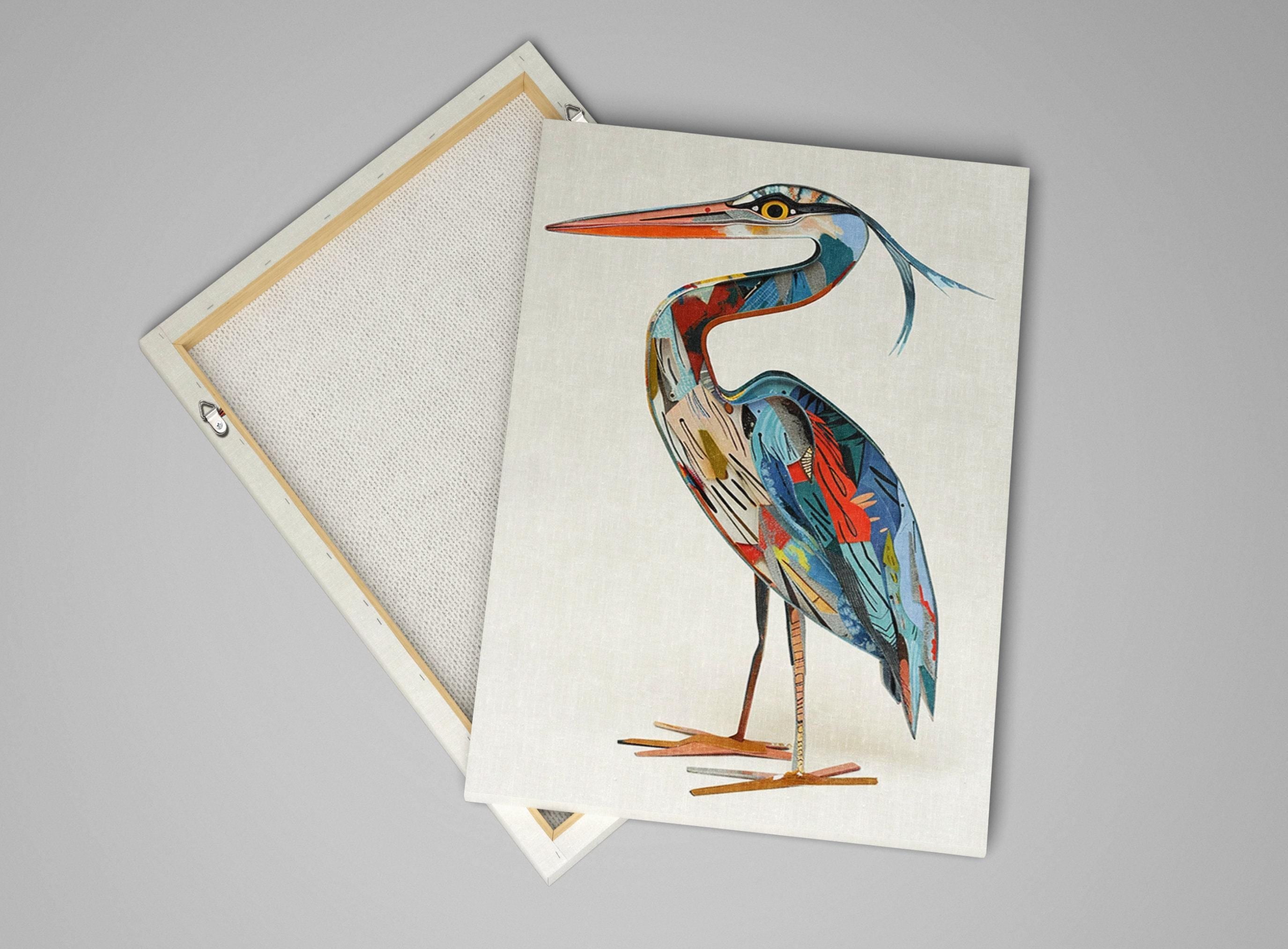 Blue Heron Wall Art – Funny Blue Heron Collage on Gallery Wrapped Canvas, Ready to Hang