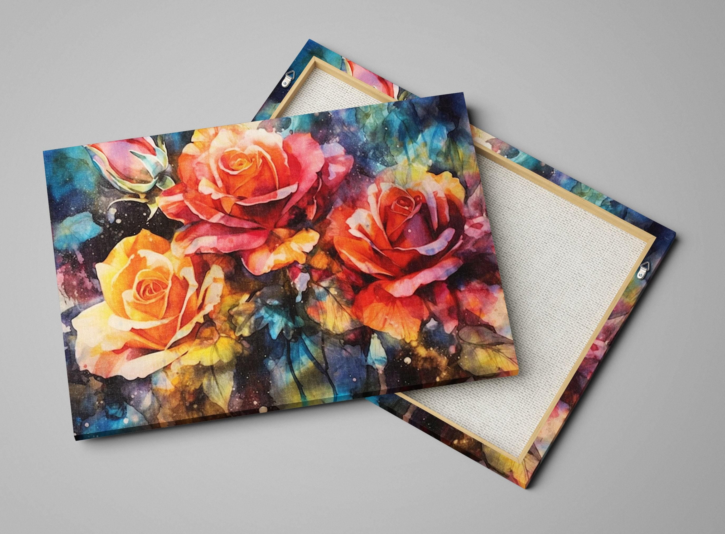Yellow Orange Roses Art - Large Canvas Wall Art | Vibrant Floral Artwork