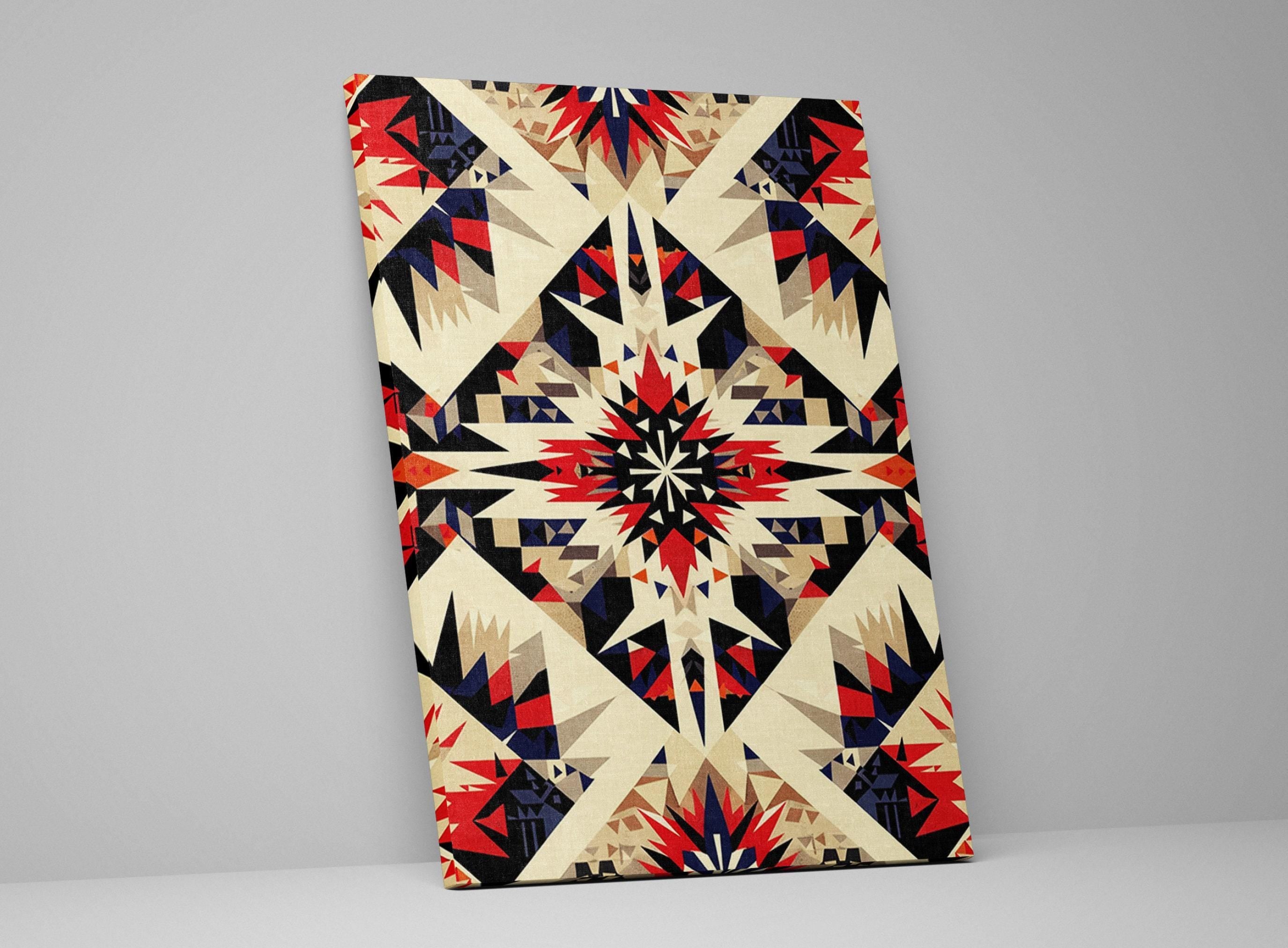 Native American Canvas Art - Large Native Canvas Tribal Pattern Decor | Ready to Hang Gallery Wrapped