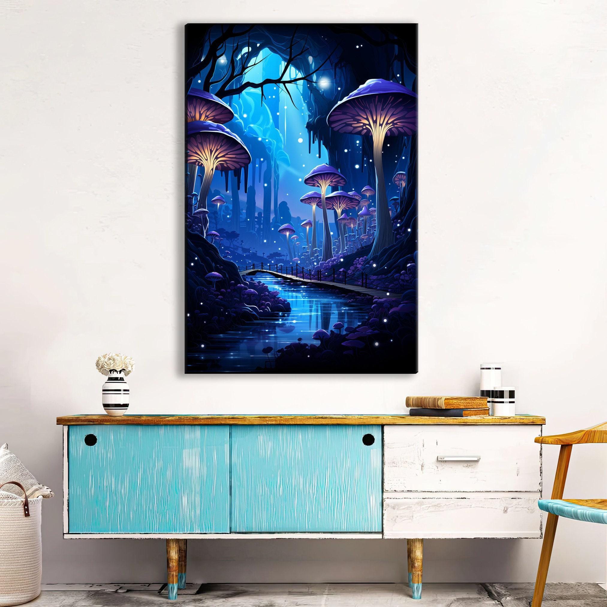 Mystical Mushroom Canvas – Large Psychedelic Mushroom Print on Gallery Wrapped Canvas