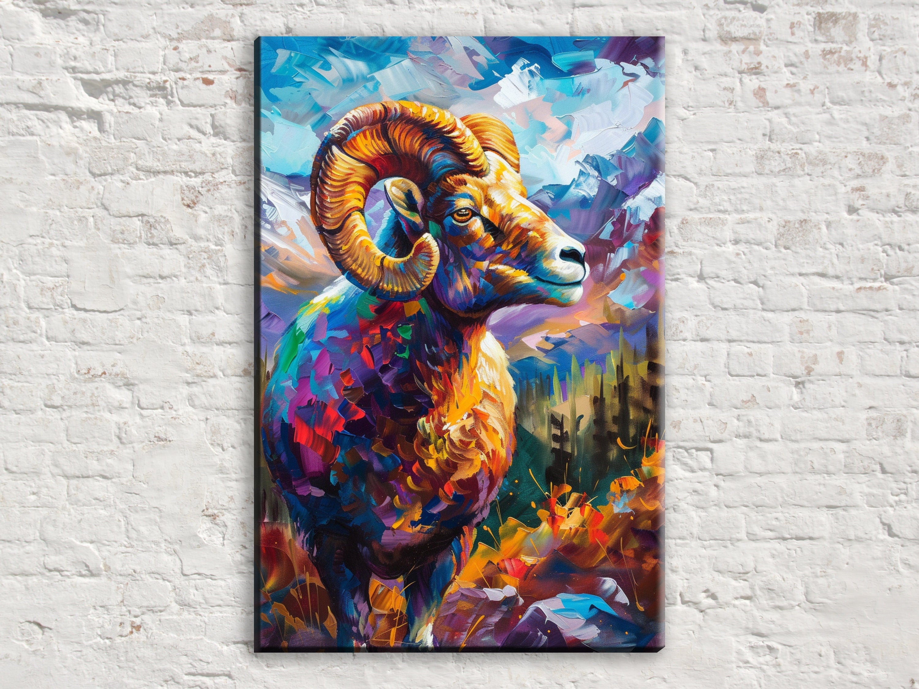 Bighorn Sheep Painting - Wildlife Canvas Art | Gallery Wrapped, Ready to Hang