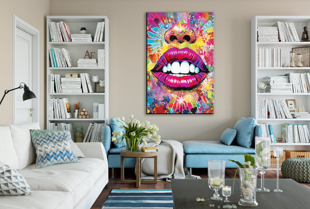 Woman Lips Wall Art - Luscious Lips Decor on Large Canvas Print, Gallery Ready