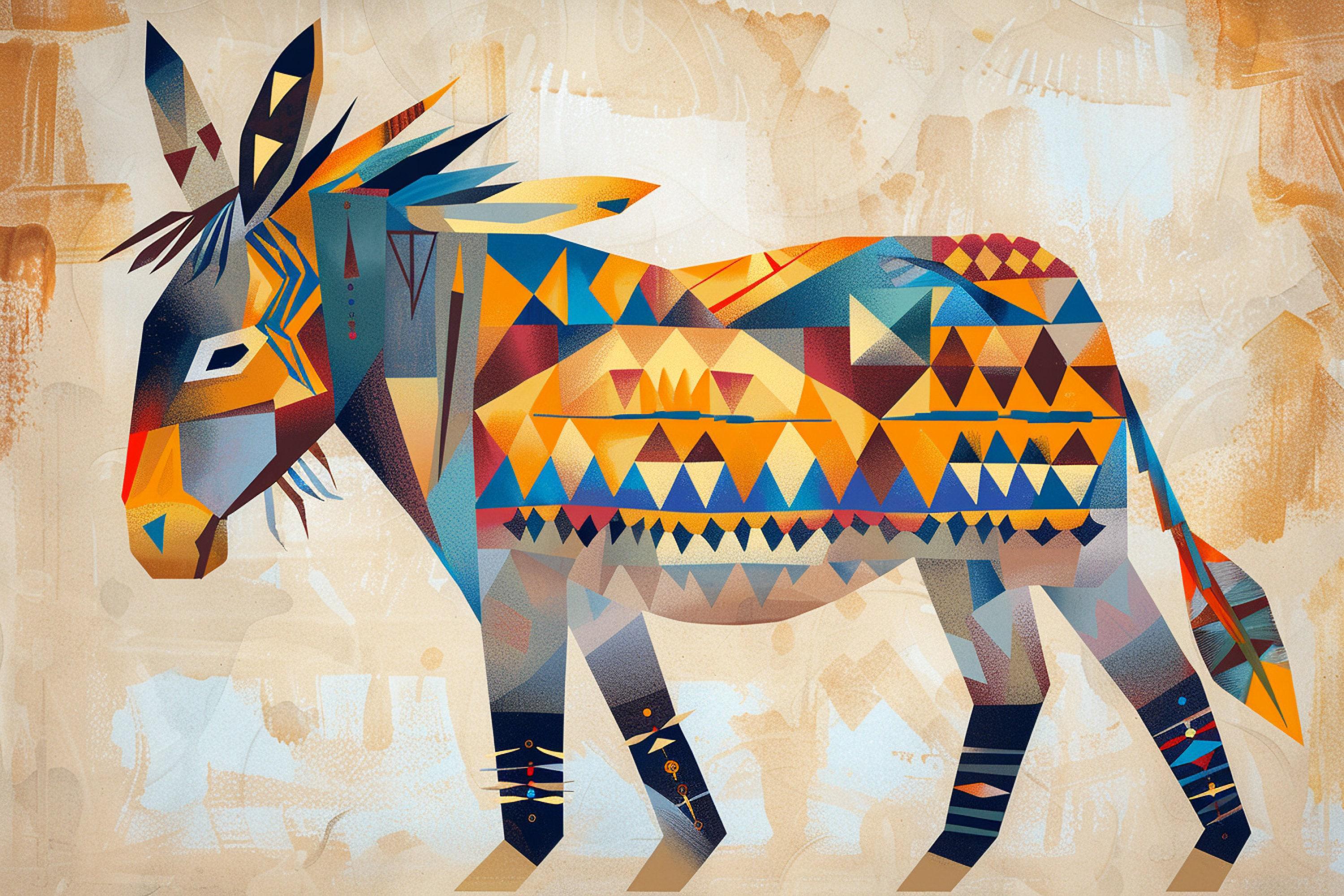 Native American Canvas Art – Large Gallery Wrapped Canvas Featuring Desert Donkey Print