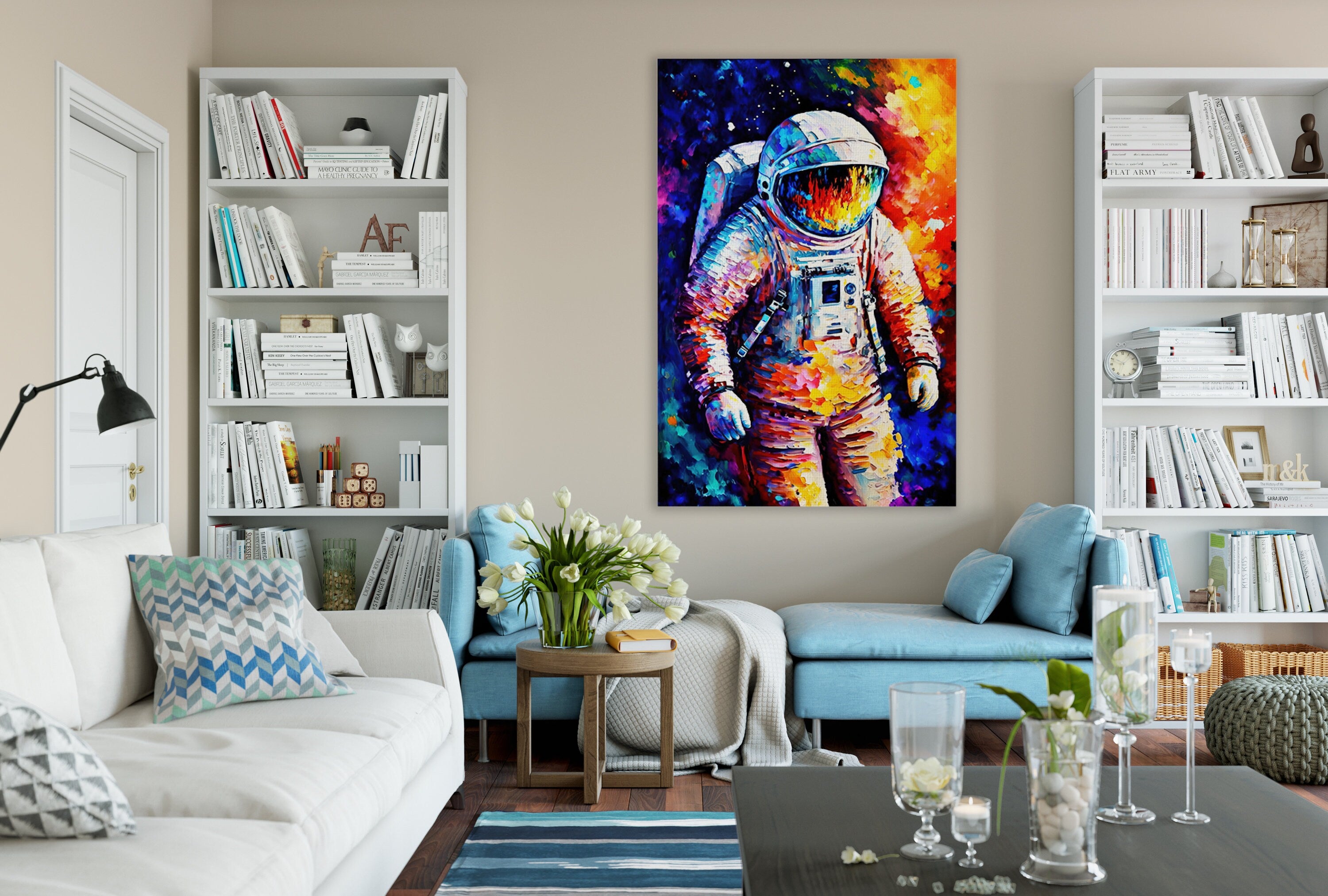 Astronaut Art Print – Colorful Space Art Canvas | Gallery Wrapped Ready to Hang