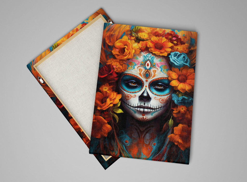 Sugar Skull Wall Art – Dia De Los Muertos Art | Large Floral Skull Canvas Print