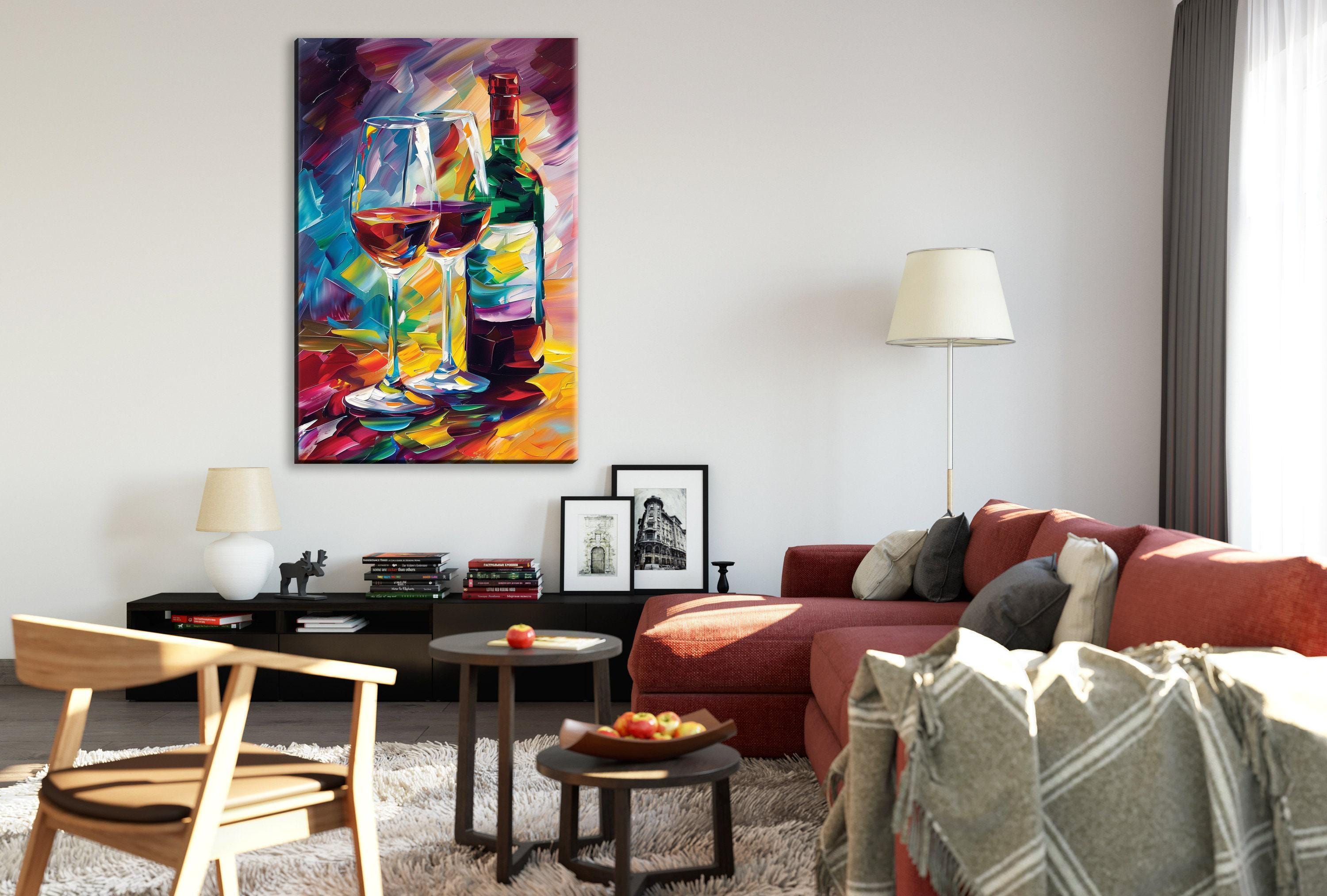 Red Wine Canvas Art – Abstract Wine Wall Art on Gallery Wrapped Canvas, Extra Large Print