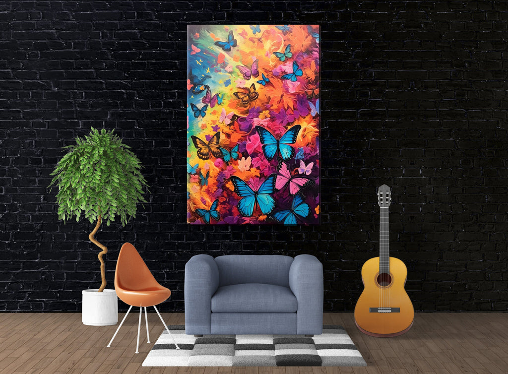Butterflies Canvas Art - Large Colorful Nature Print | High Quality Wood Frame Canvas