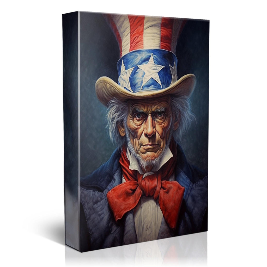 Uncle Sam Canvas Art – Patriotic Wall Art | Large Canvas Print With Wood Frame
