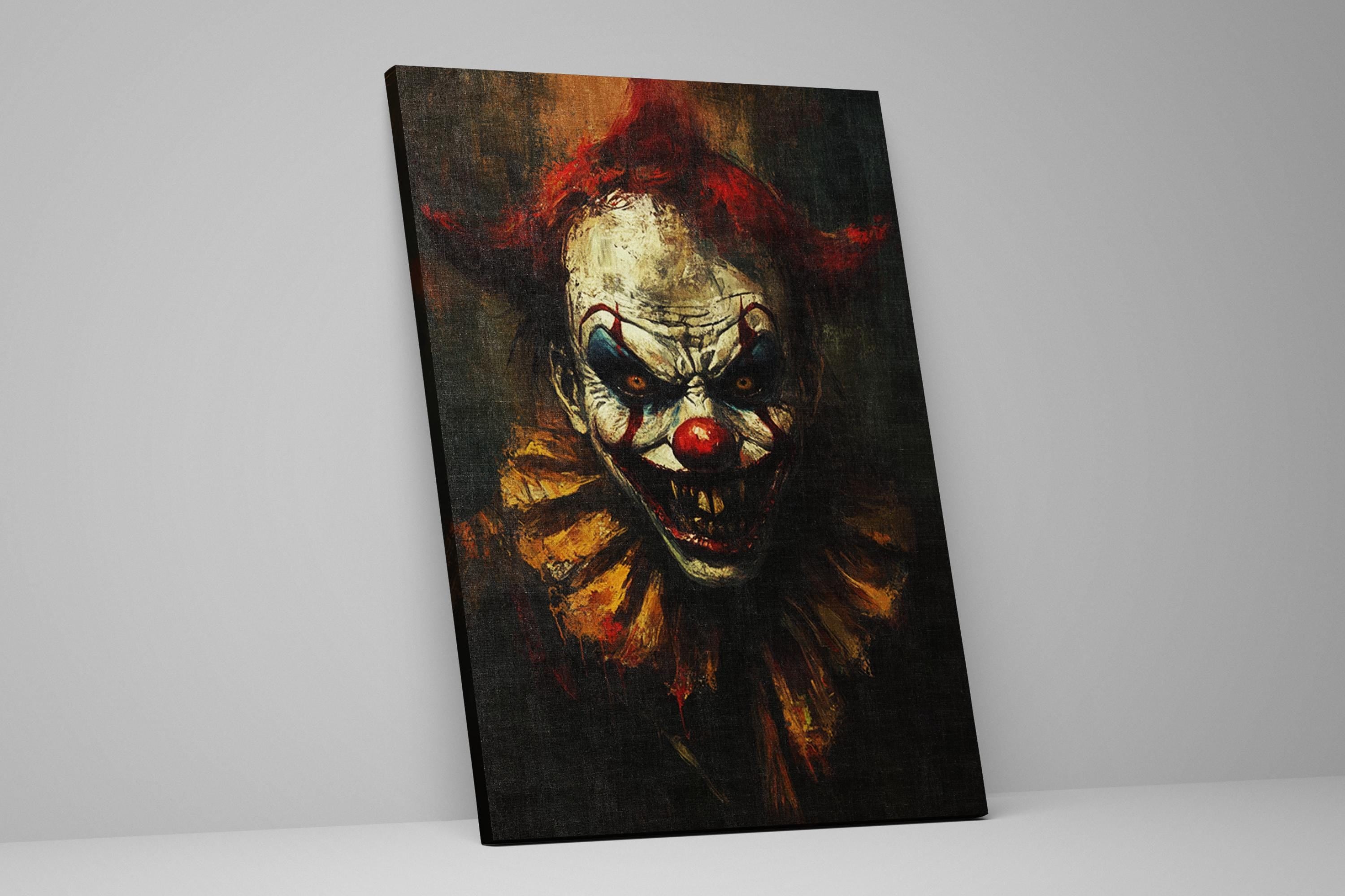 Gothic Clown Wall Art – Extra Large Sinister Clown Canvas | Framed or Gallery Wrapped