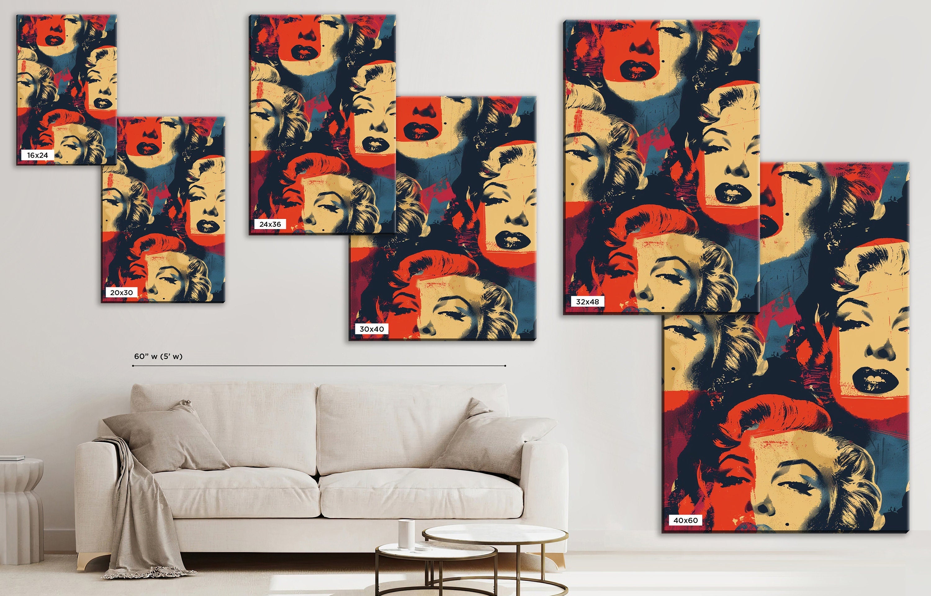 Andy Warhol Marilyn Monroe Pop Art Canvas – Extra Large Gallery Wrapped Print