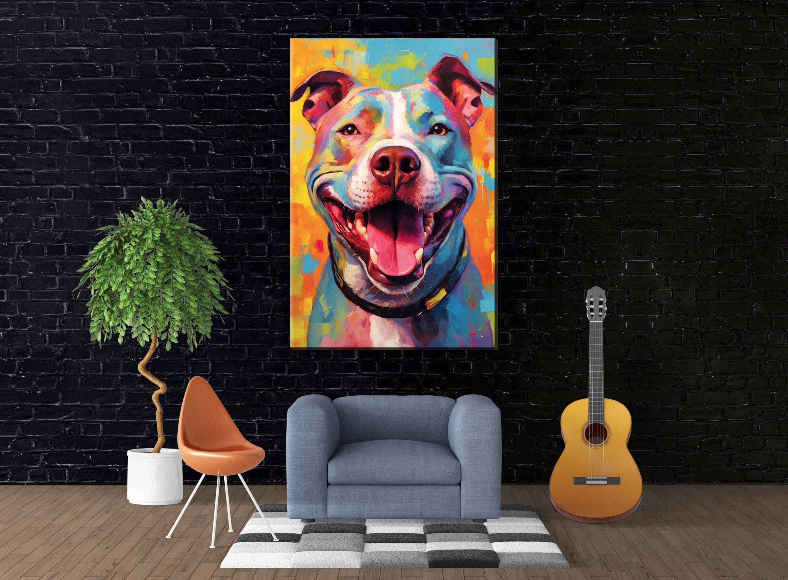 Pitbull Dog Canvas - Large Canvas Print With Vibrant Pop Art Dog Wall Art