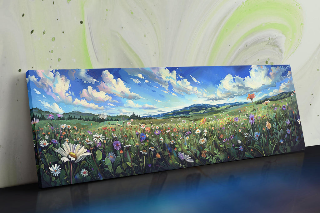 Wildflower Canvas Print - Framed Wall Art | Panoramic Landscape Floral Gallery Wrapped