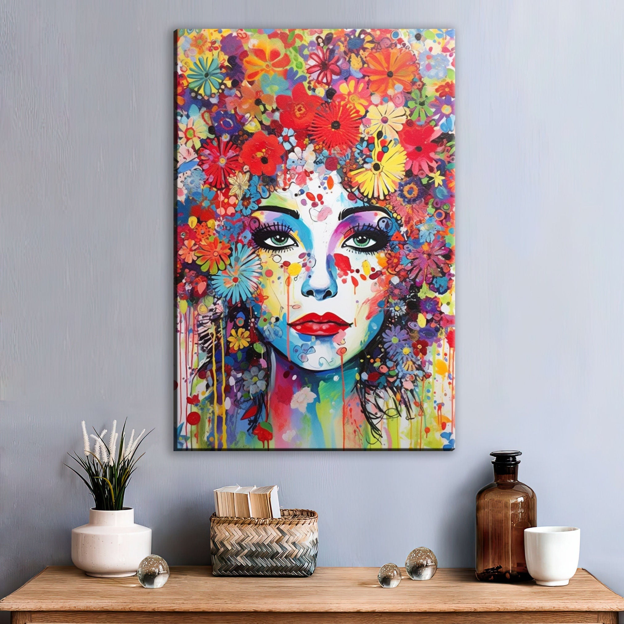 Feminine Pop Art - Fashion Canvas Wall Art Print | Large Female Face Canvas