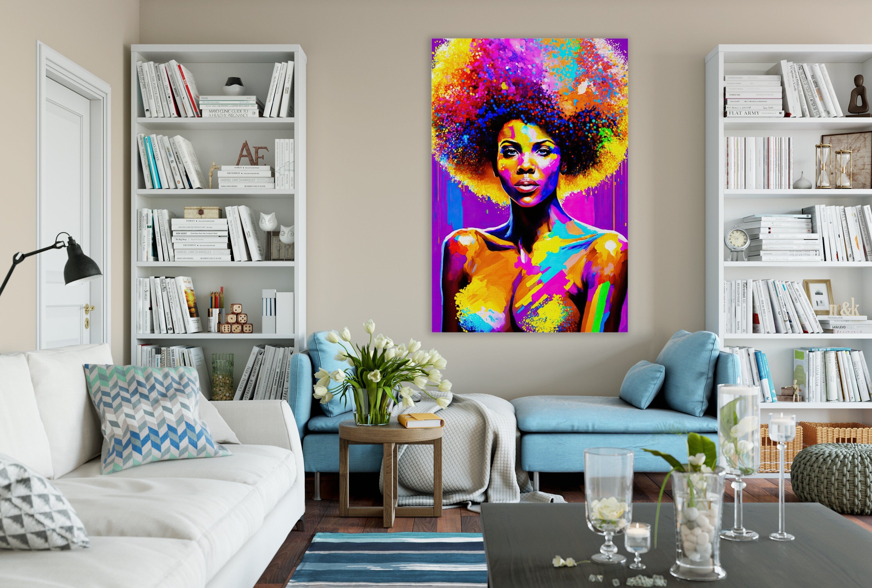 Black Woman Art Print - Vibrant African American Canvas, Gallery Ready Wall Art