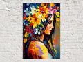 Floral Portrait Canvas - Woman Flower Hair Large Canvas Print | Feminine Home Decor