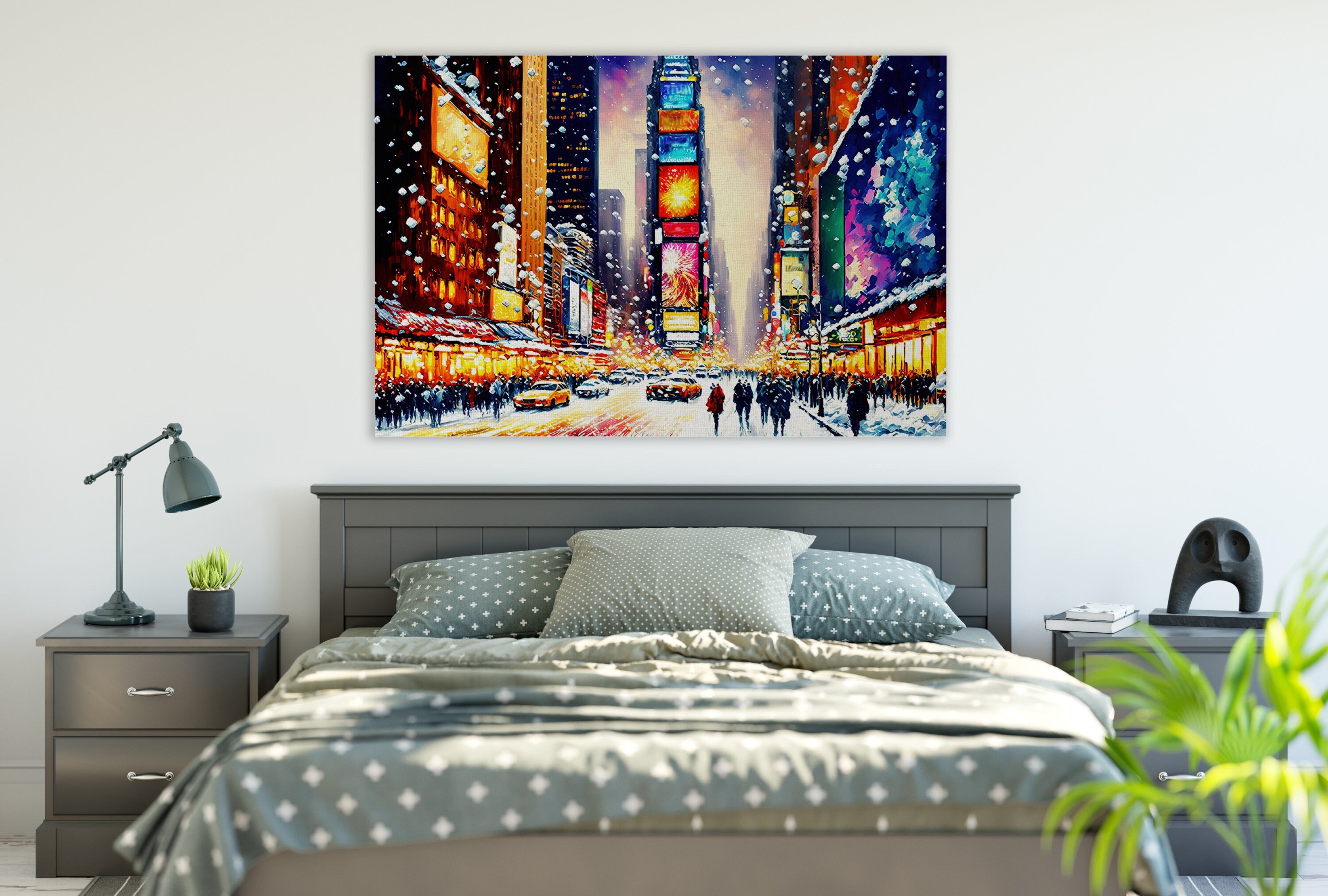 Times Square Canvas Print – Vibrant NYC Winter Scene on Gallery Ready Canvas