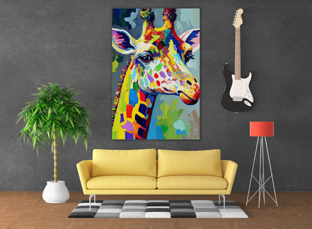 Giraffe Wall Art - Kids Room Canvas With Safari Theme Decor & Wildlife Lover Gift