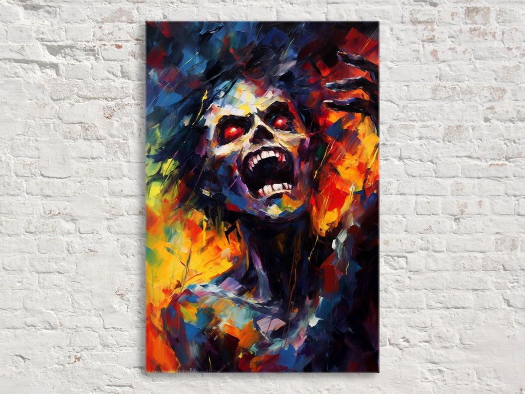 Halloween Zombie Canvas | Large Gallery Wrapped Canvas Print - Spooky Wall Art