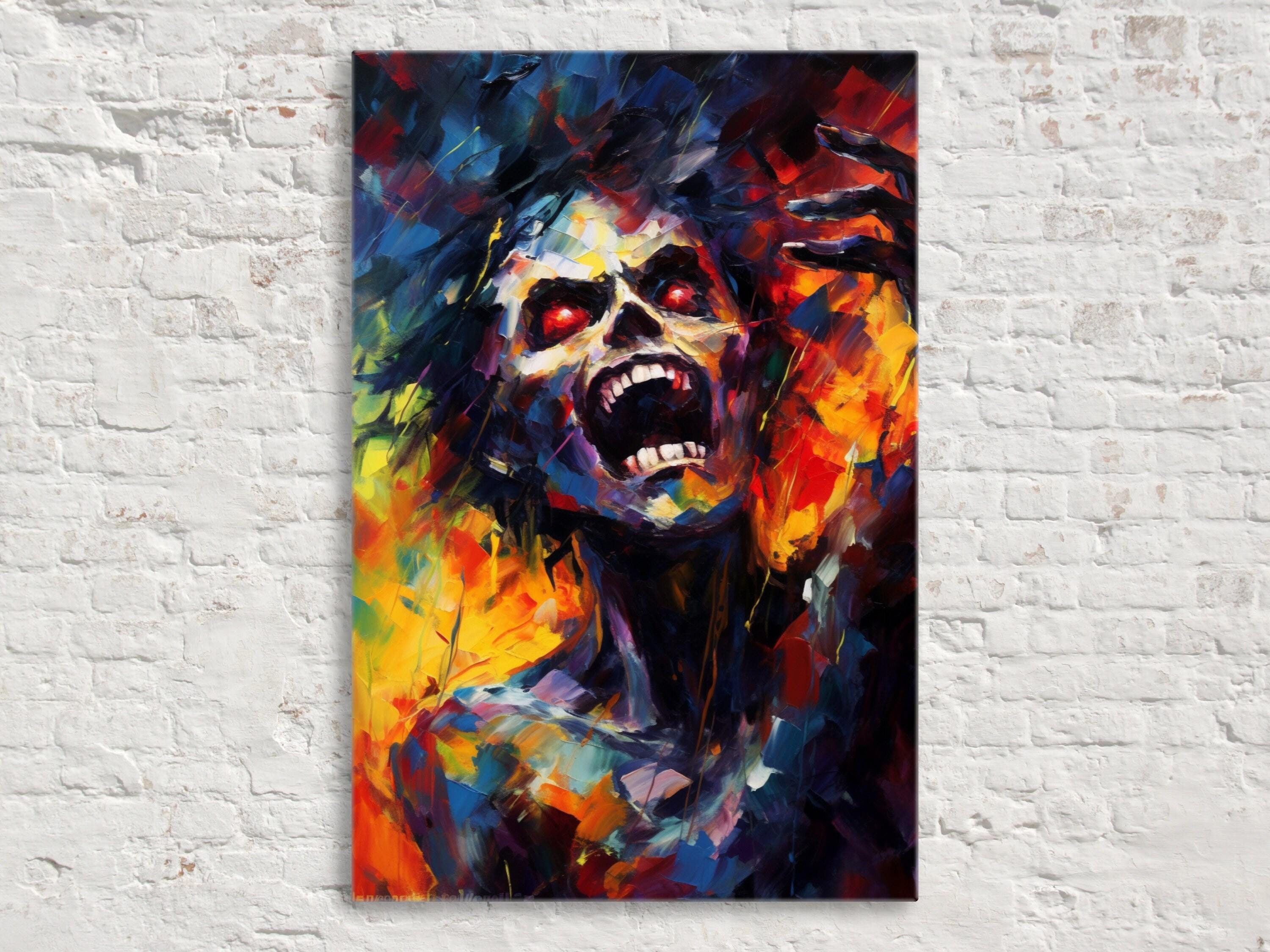 Halloween Zombie Canvas | Large Gallery Wrapped Canvas Print - Spooky Wall Art