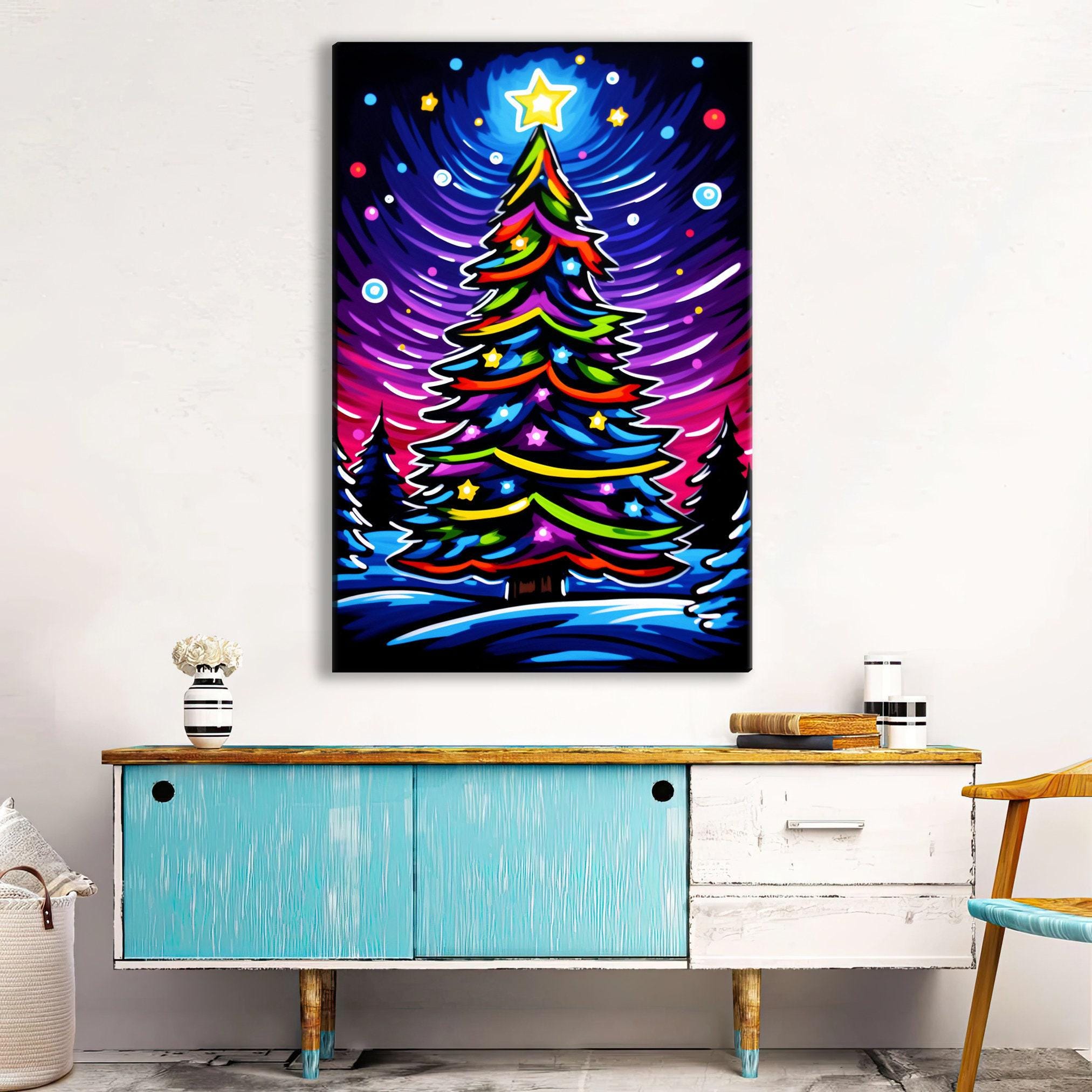Christmas Tree Canvas Art - Elegant Holiday Wall Decor | Gallery Wrapped Canvas Print