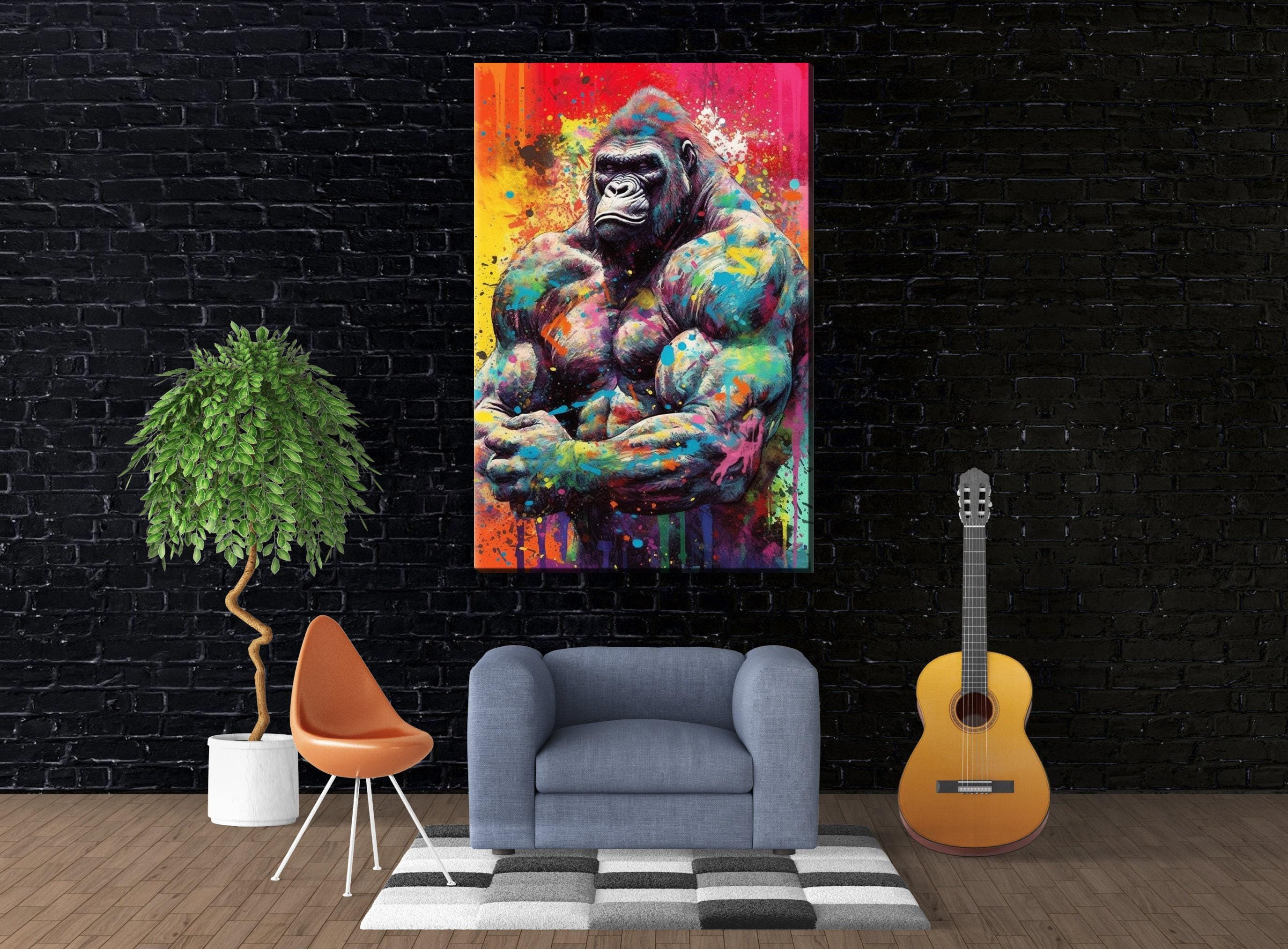 Muscle Gorilla Art – Vibrant Gym Wall Art Canvas | Gallery Wrapped, Ready to Hang