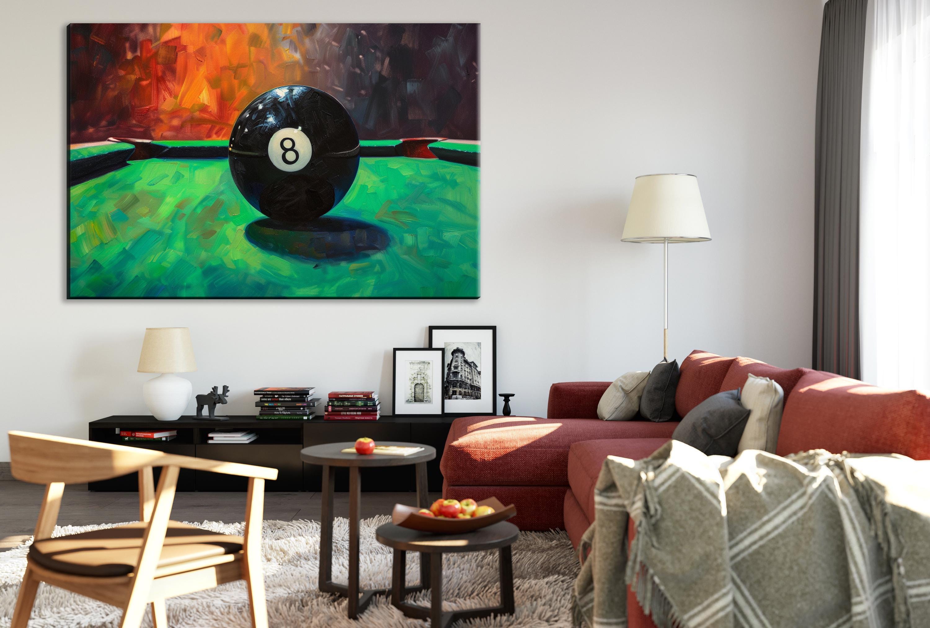 8 Ball Pool Art - Classic Pool Table Scene | Gallery Wrapped Canvas, Extra Large