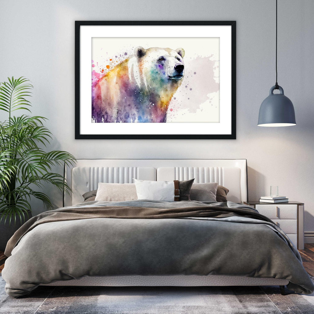 Icy Guardian: Polar Bear Watercolor Painting, Giclee Print on Canvas, Artist Paper, Watercolor Paper, Available in Extra Large Sizes