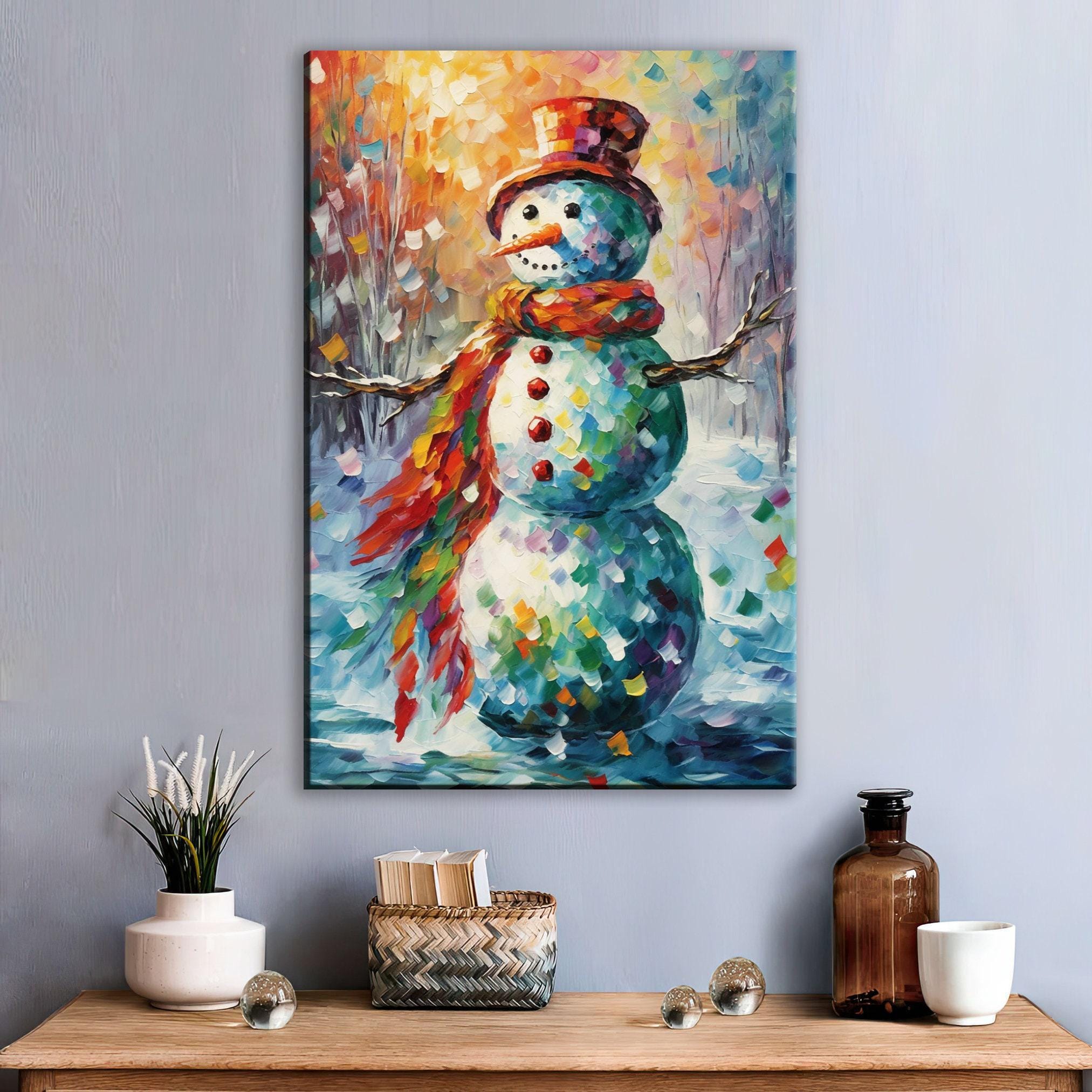 Frosty the Snowman Art - Large Christmas Canvas | Festive Holiday Wall Decor