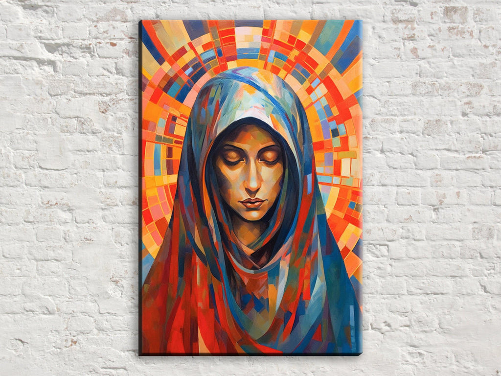 Virgin Mary Canvas Print – Large Faith Artwork | Blessed Mother Wall Decor
