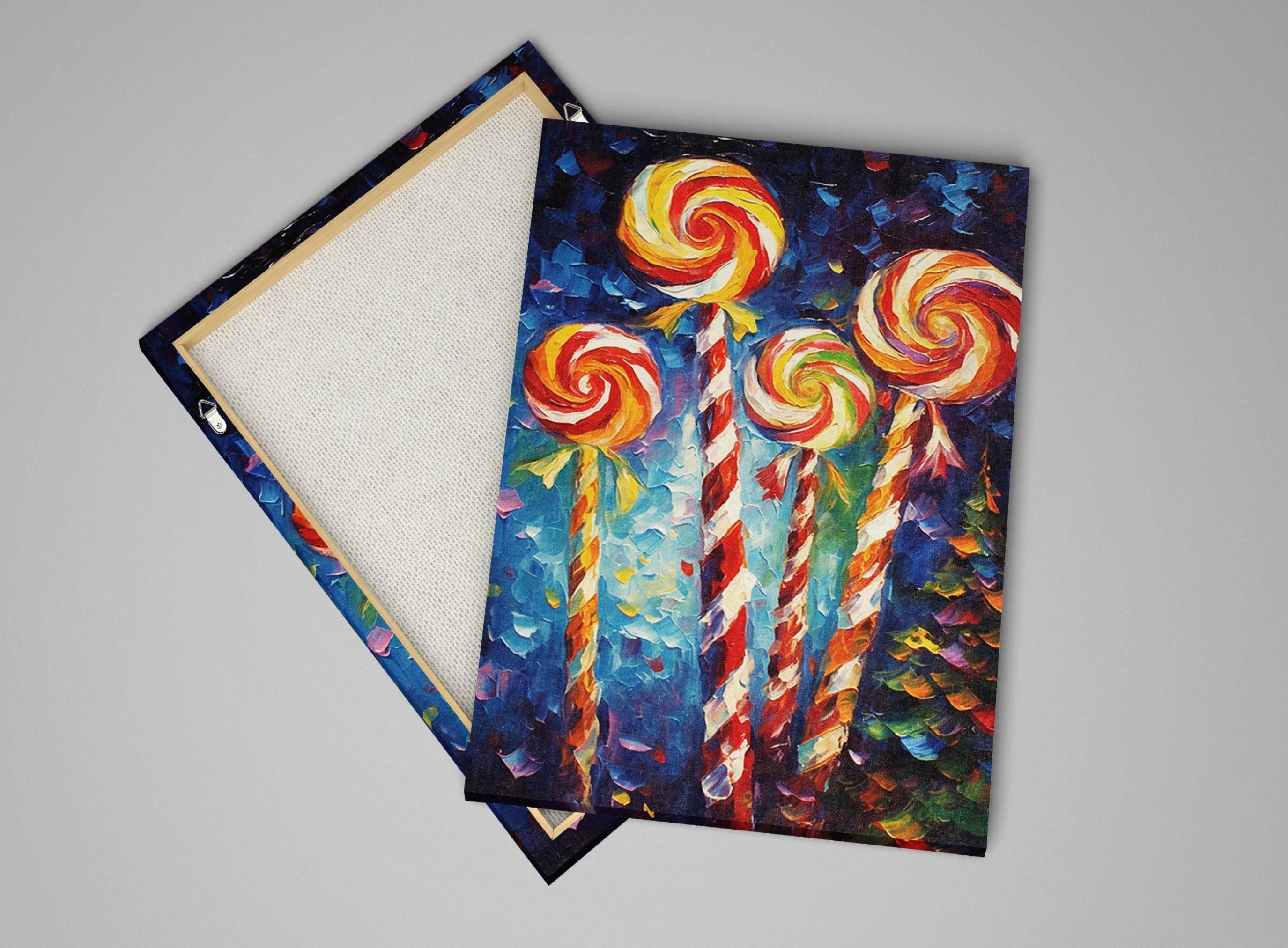 Christmas Candy Art – Retro Christmas Canvas | Gallery Wrapped Holiday Wall Decor