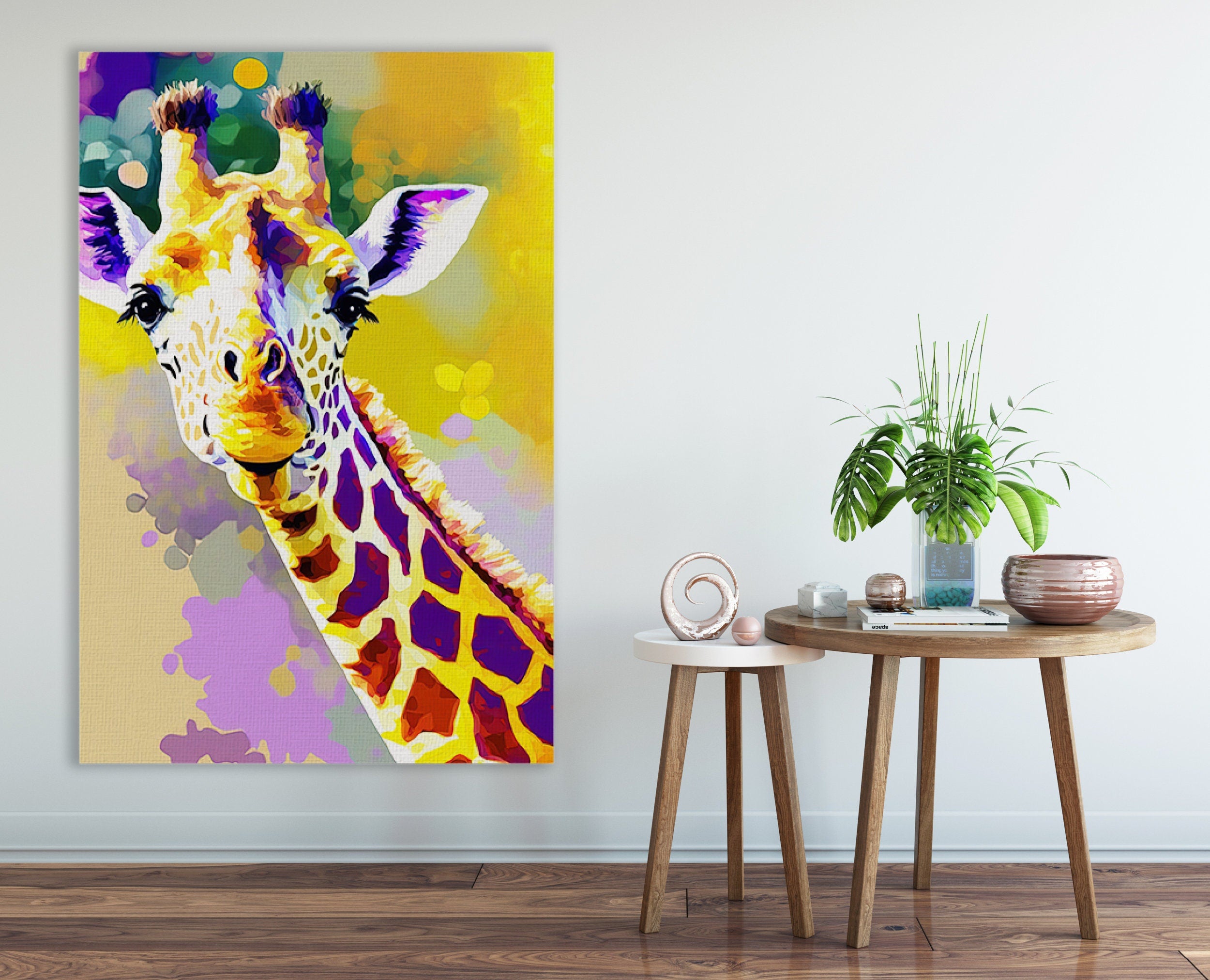 Giraffe Canvas Art - Nursery Wall Art | Wildlife Wall Decor, Safari Animal Painting