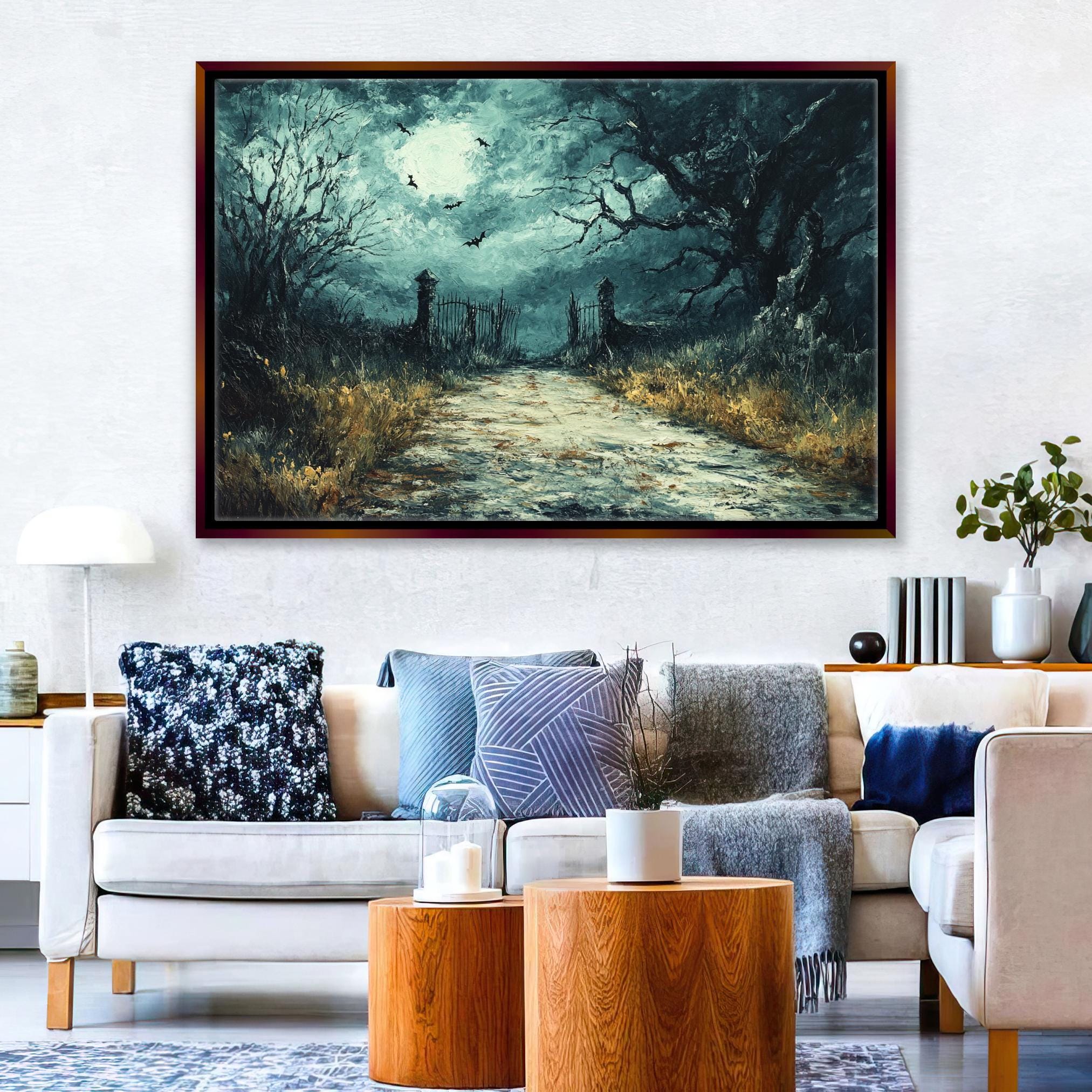 Halloween Graveyard Canvas - Extra Large Wall Art | Framed Gothic Decor