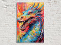 Dragon Canvas Art - Large Pop Art Painting on Gallery Ready Canvas for Fantasy Wall Decor