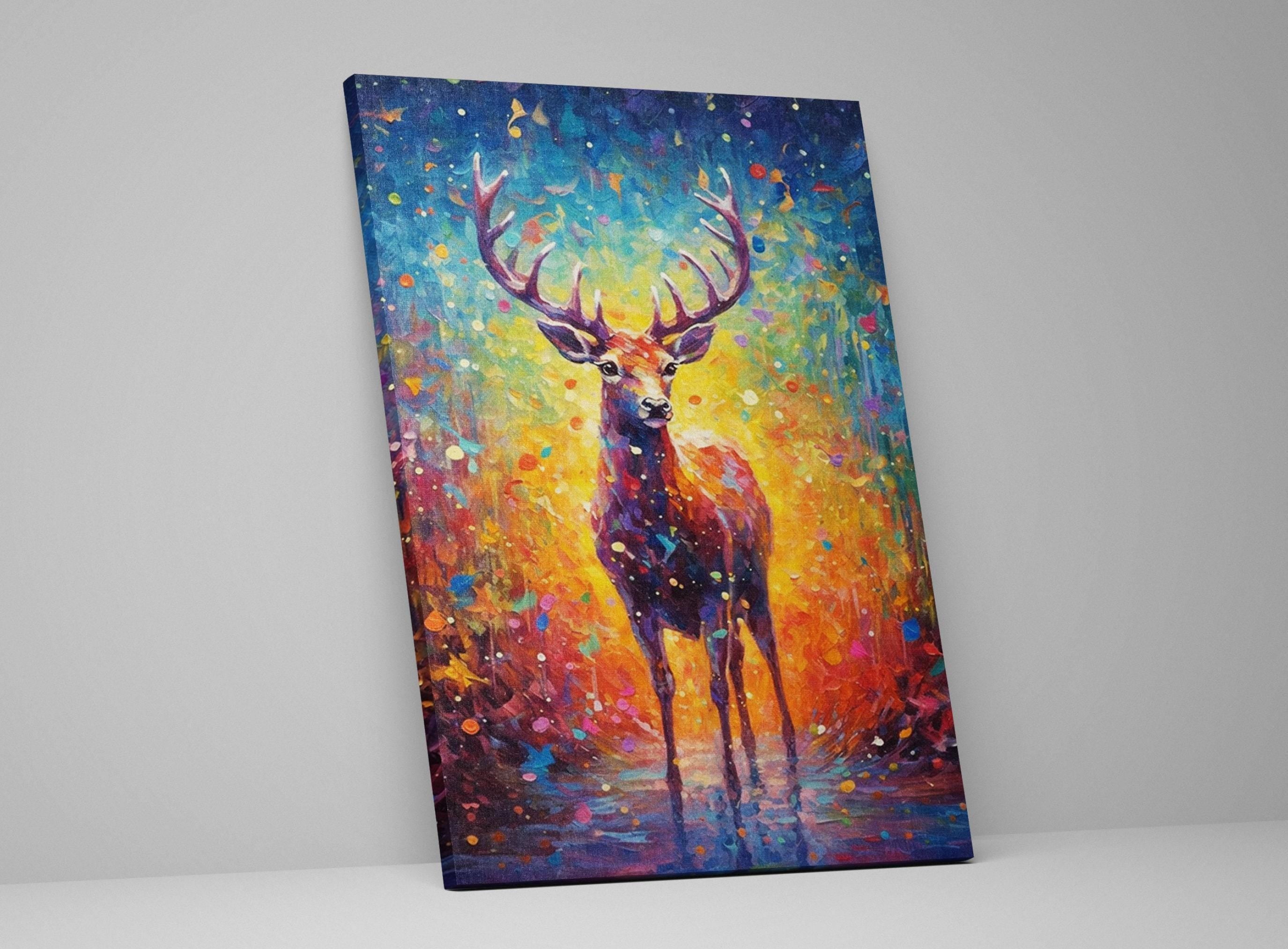 Baby Christmas Reindeer - Festive Reindeer Art on Gallery Wrapped Canvas for Holiday Wall Decor